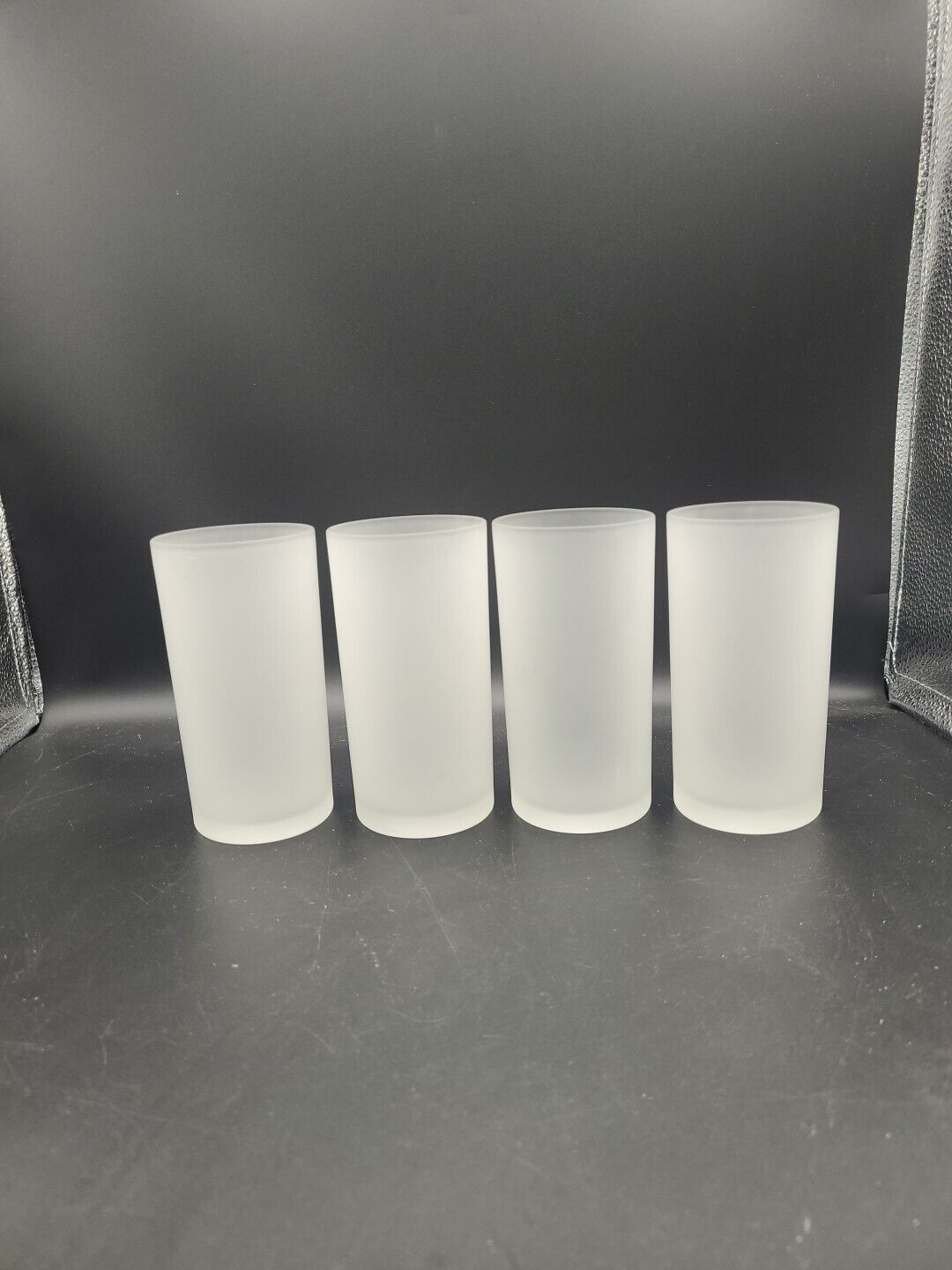 Vintage Juice Glass Frosted White Set of 4 Unmarked Heavy Glass 4.75\
