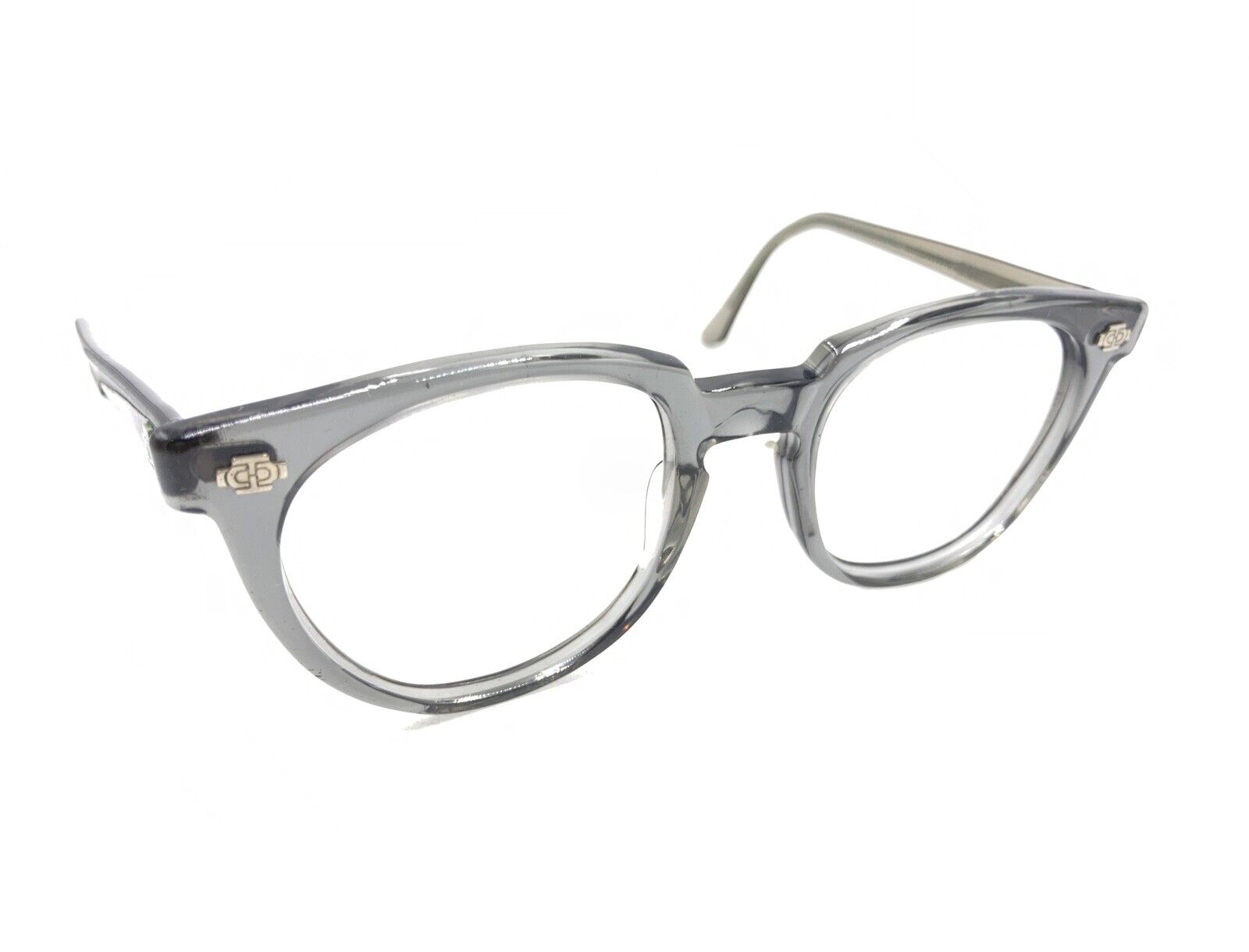 Titmus Z87 Vintage Retro Tart Style Smoke Gray Round Horn Eyeglasses Frames 6 in