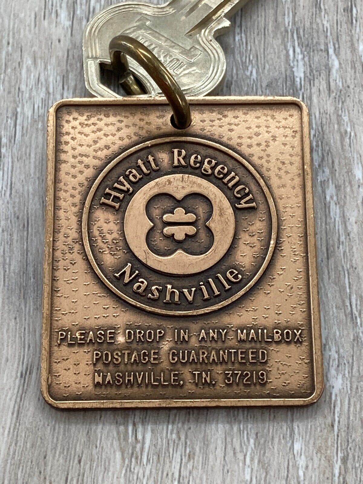 Vintage Hyatt Regency Nashville Tn Mailbox Room Key Fob Keychain Brass Tag 2403