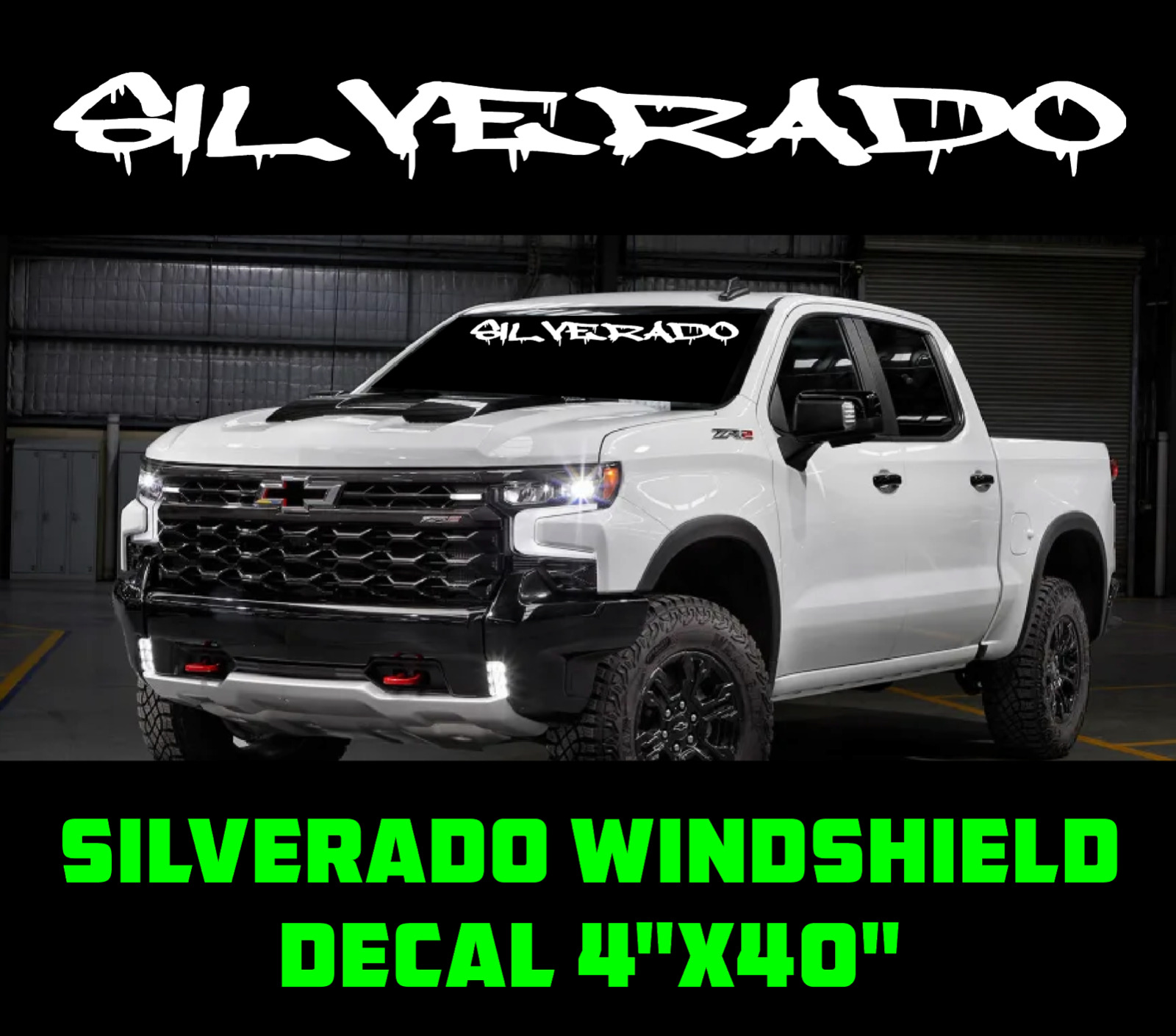 New Chevrolet SILVERADO Windshield Graphic Vinyl Decal Sticker Vehicle Logo Drip