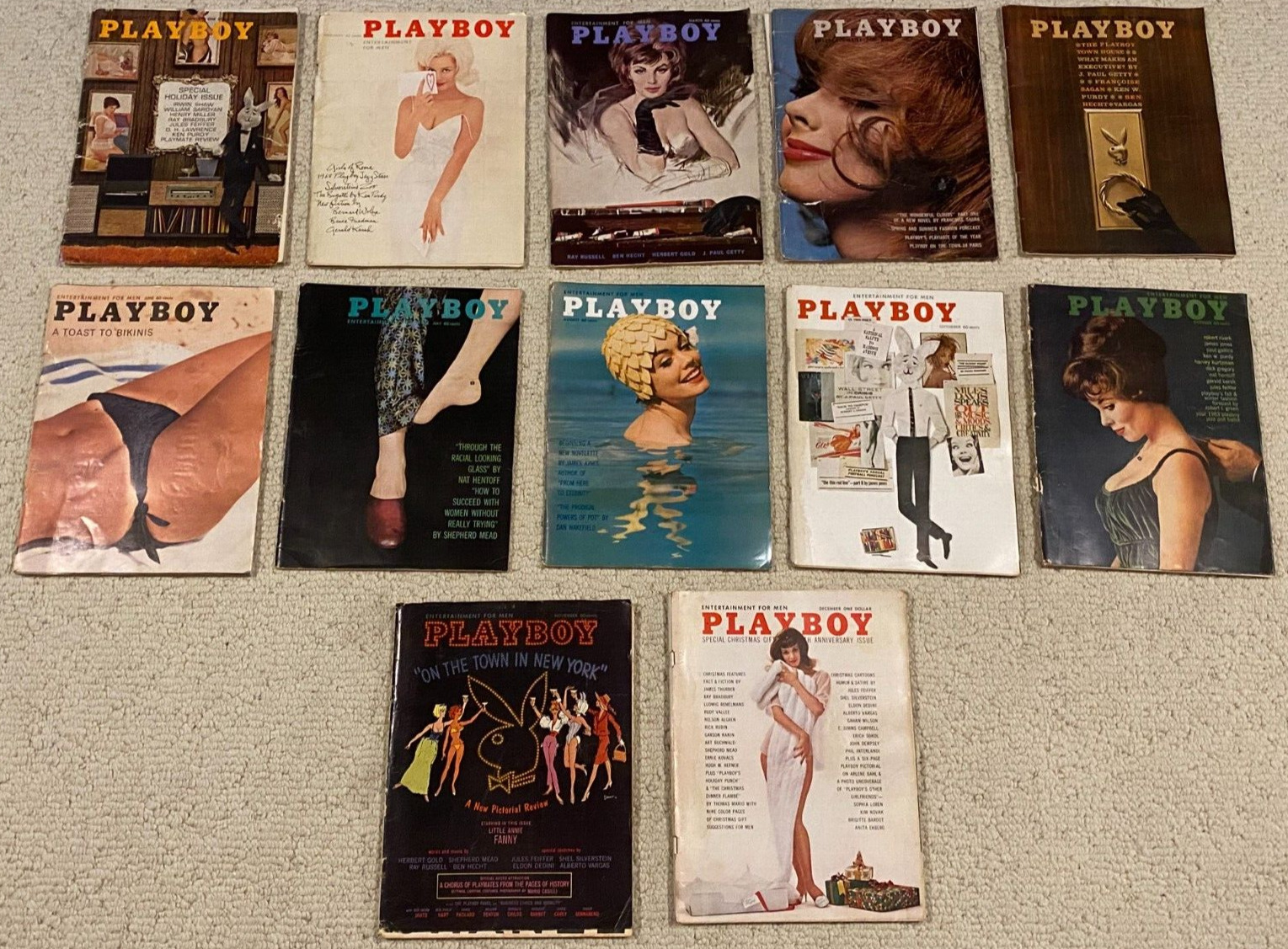 Vintage PLAYBOY Magazines, 1962 Complete Full Set w/ Centerfolds Nice Lot Rare