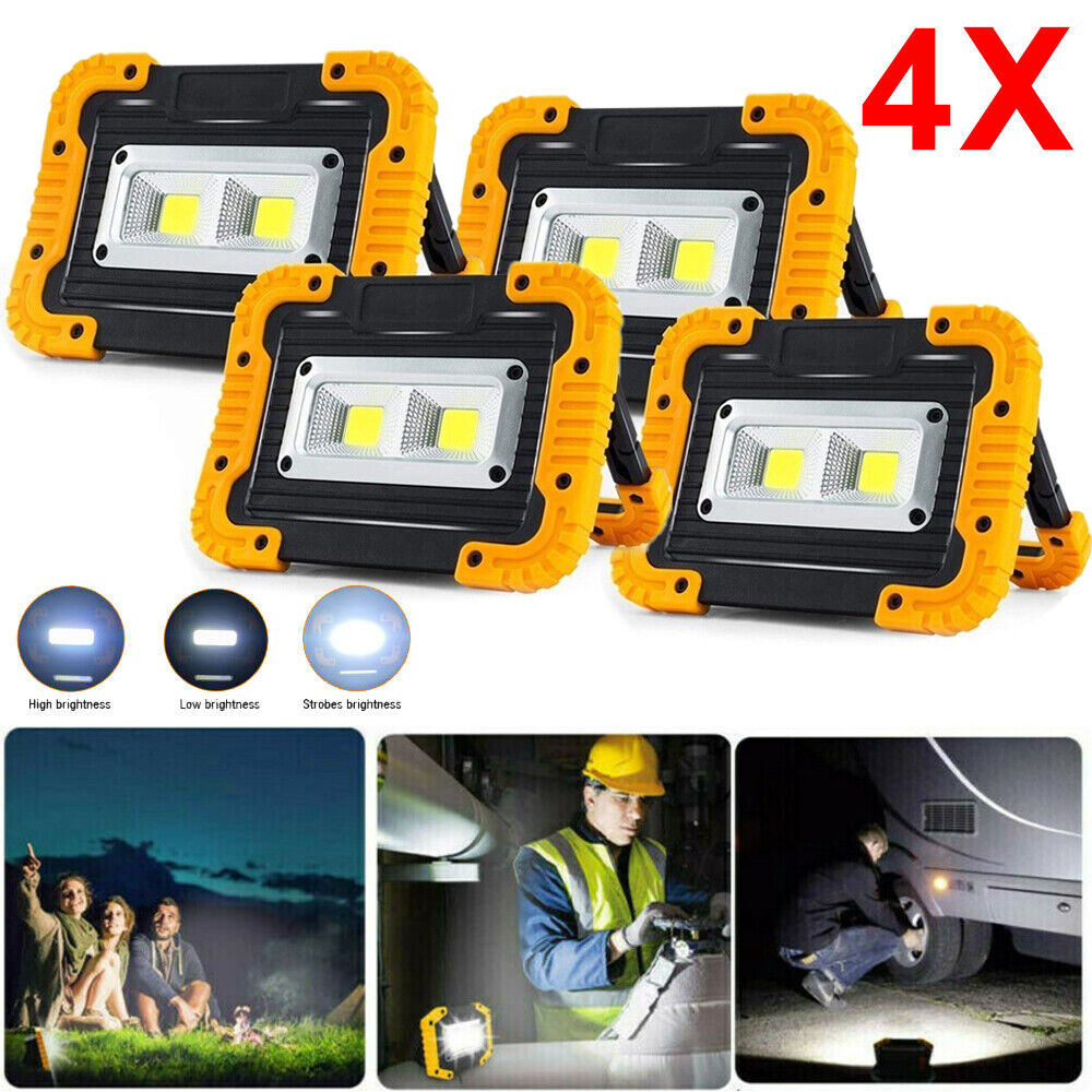 4X Rechargeable COB LED Work Light Spotlight Floodlight Camping Torch Emergency