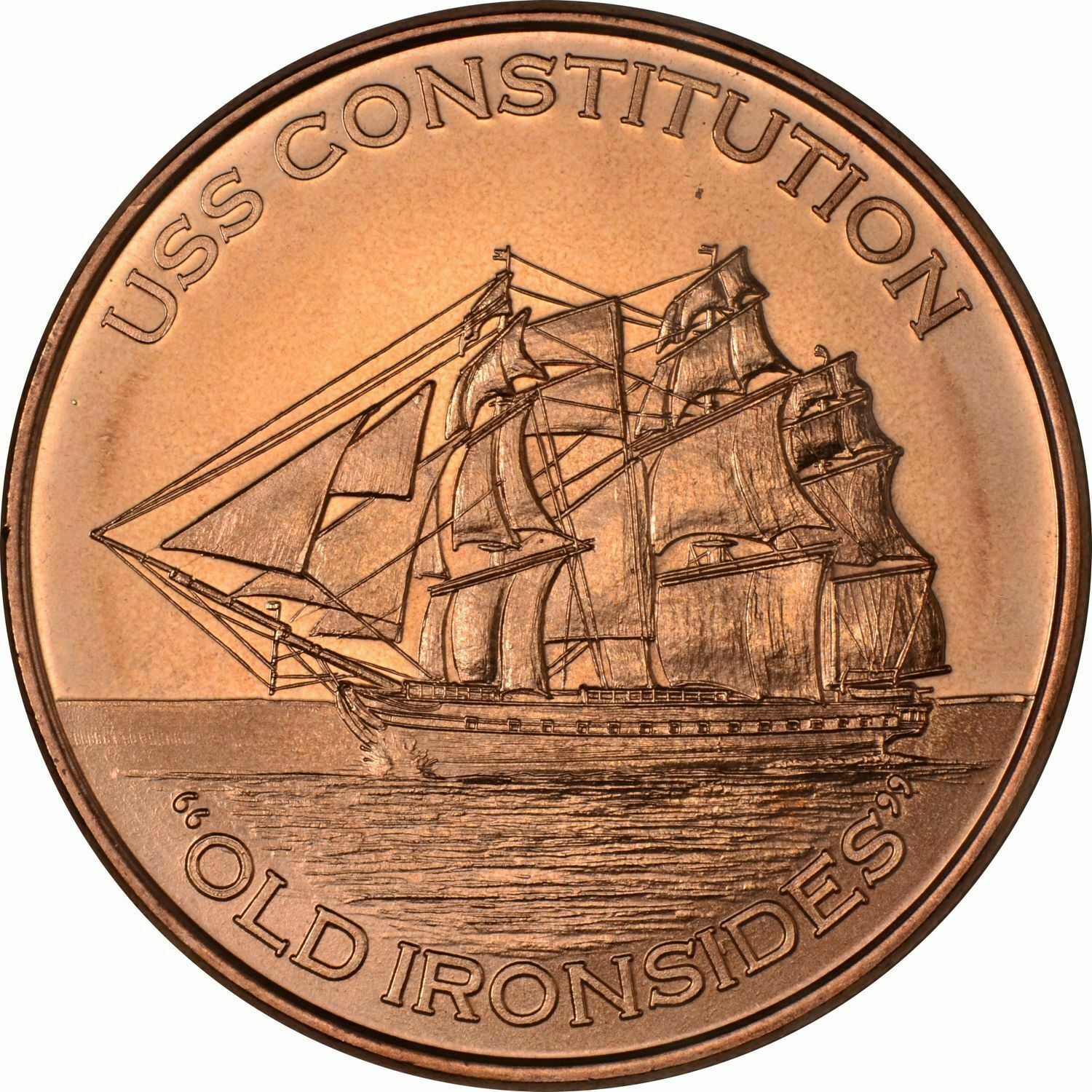 1 oz Copper Round - USS Constitution