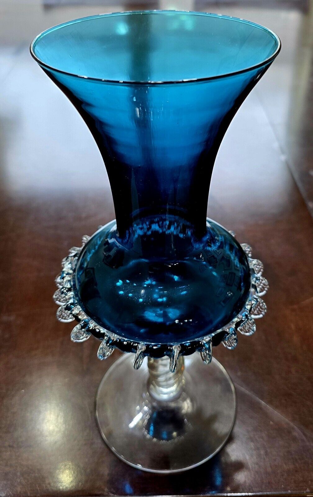 Midcentury Dark Blue Murano Glass Vase, Mouthblown, circa 1960, Extremely Rare