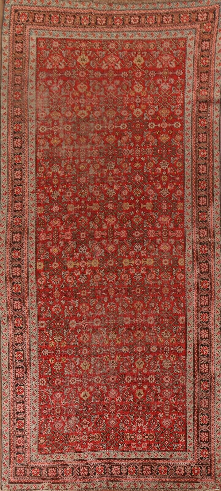 Pre-1900 Antique Russian Karabagh Vegetable Dye Hand-made Runner Rug 5x12 Carpet
