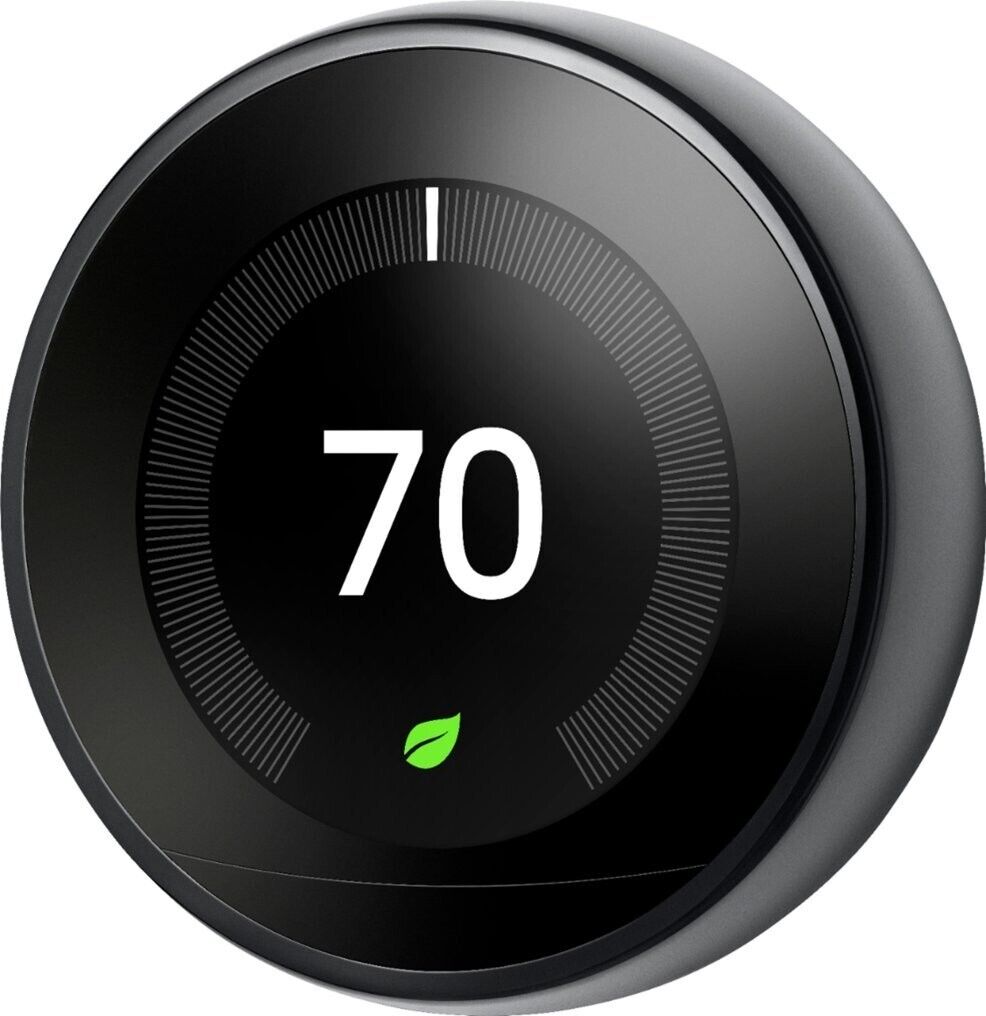 Google Nest Smart Learning Thermostat 3rd Gen Wi-Fi Programmable Mirror Black~