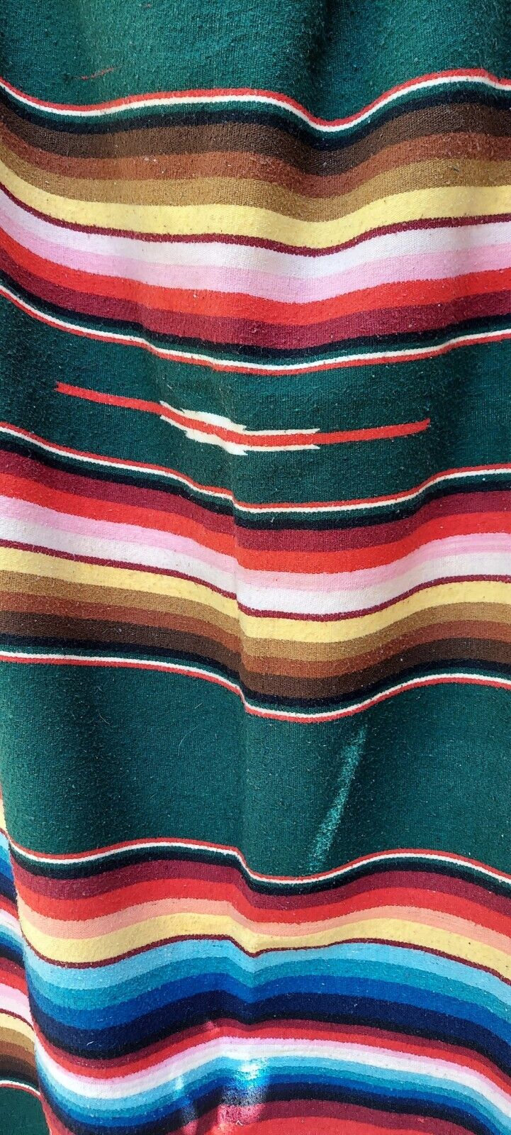 Vintage Mexican Serape Blanket, Woven Striped Cotton Southwest