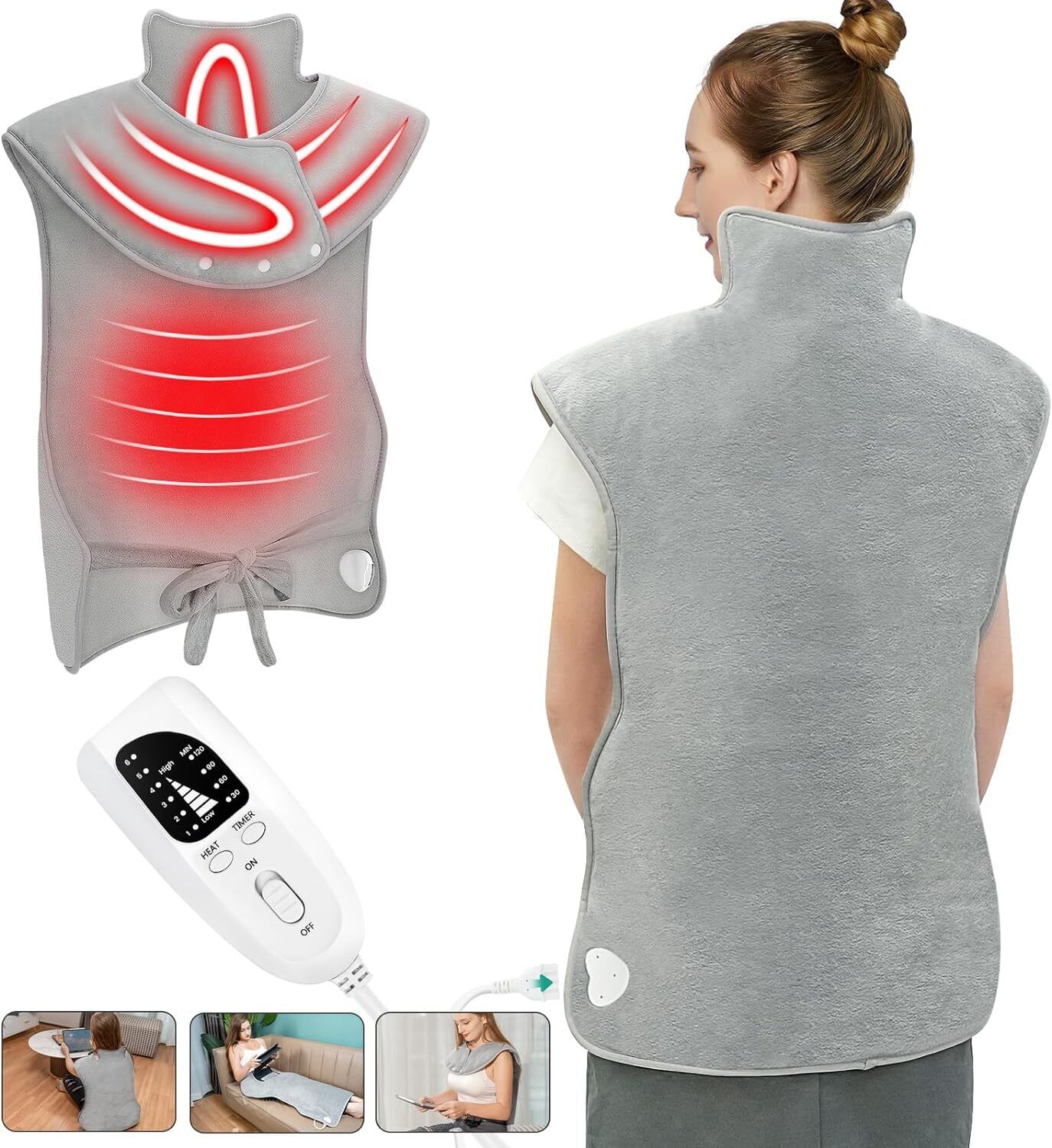 2024 NEW Electric Heating Pad Wrap for Neck Shoulders Back warm Pain Relief