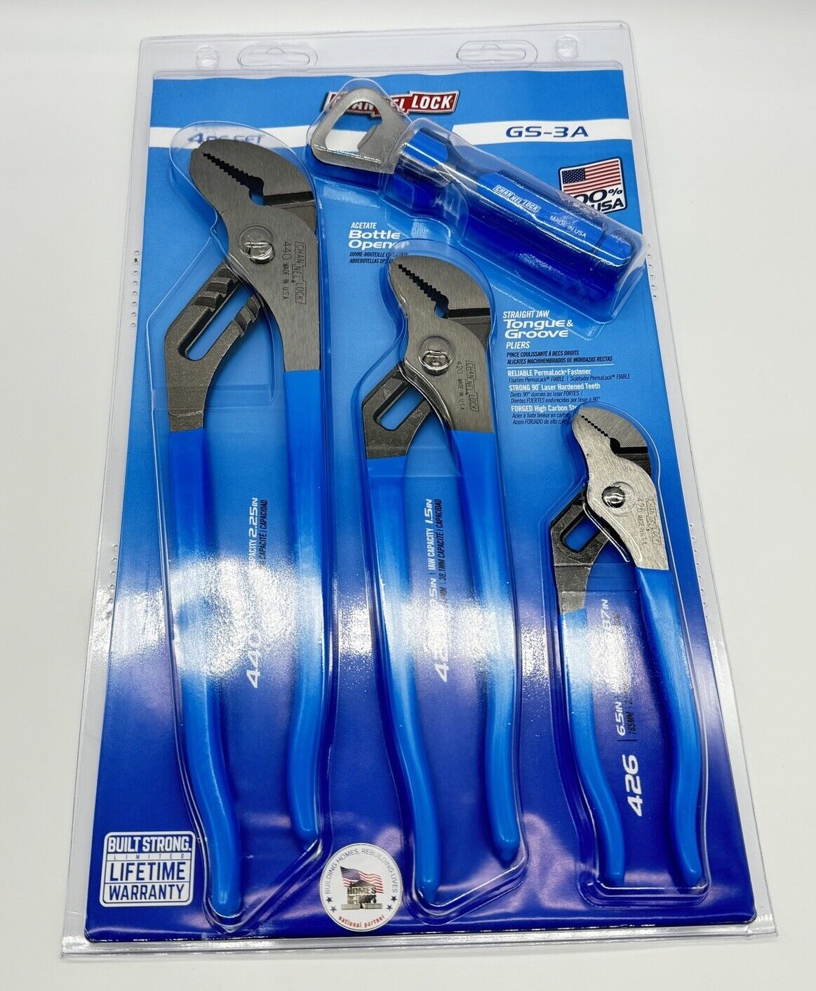 Channellock GS-3A  3-Piece Tongue and Groove Plier Set  -Blue (CHLGS-3)