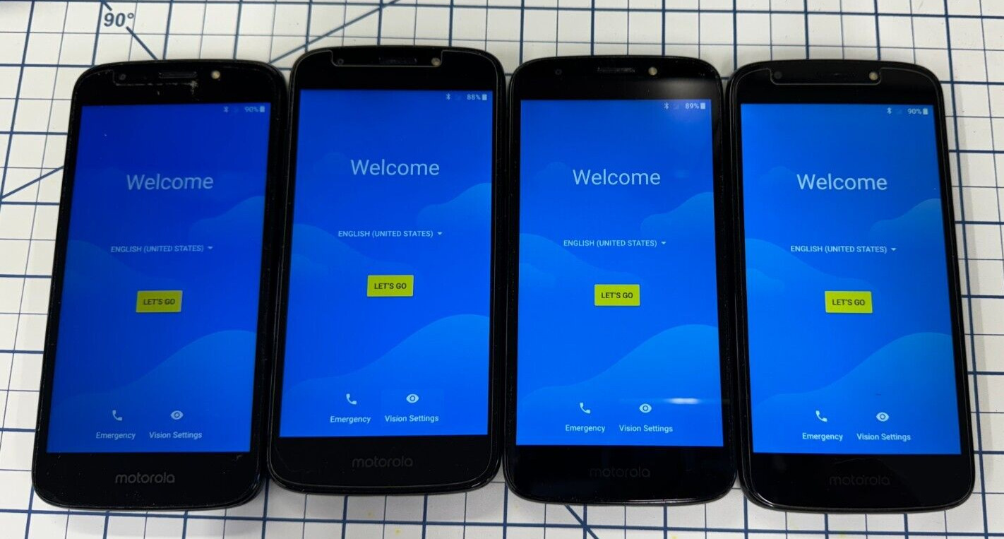 Lot of 4 Motorola Moto E5 Play 16gb Black XT1921-6 4G (Verizon) Works Great