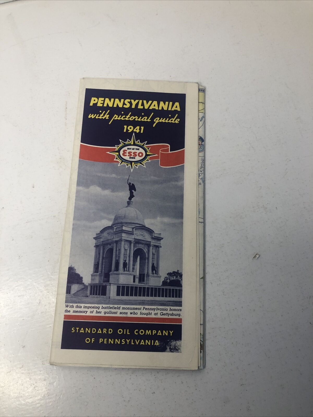 1941 ESSO Pictorial Road Map PENNSYLVANIA Standard Oil Pittsburgh. A