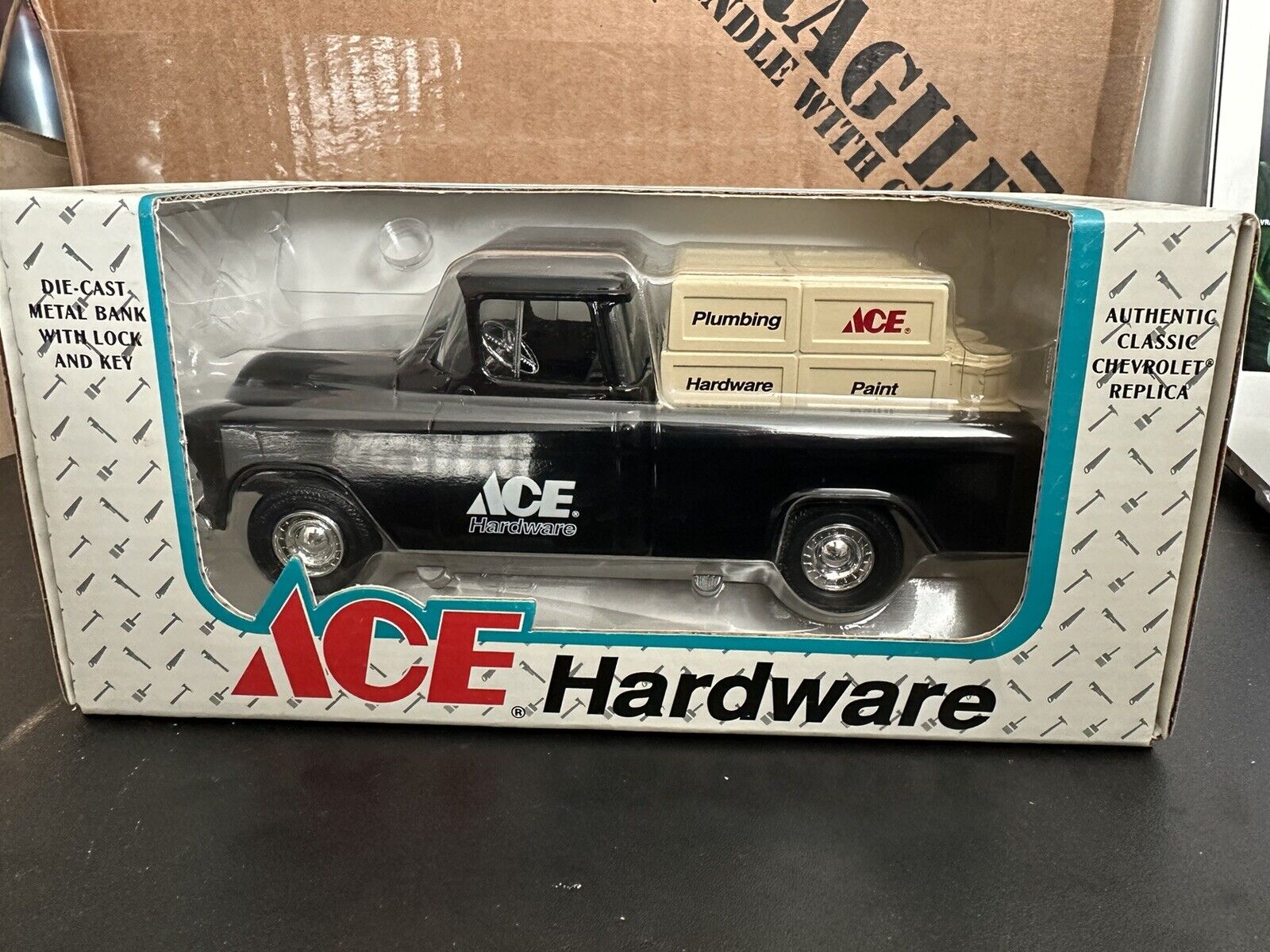 A112 Ertl 1955 Chevrolet Cameo Pickup Truck Bank Diecast Ace Hardware (A)