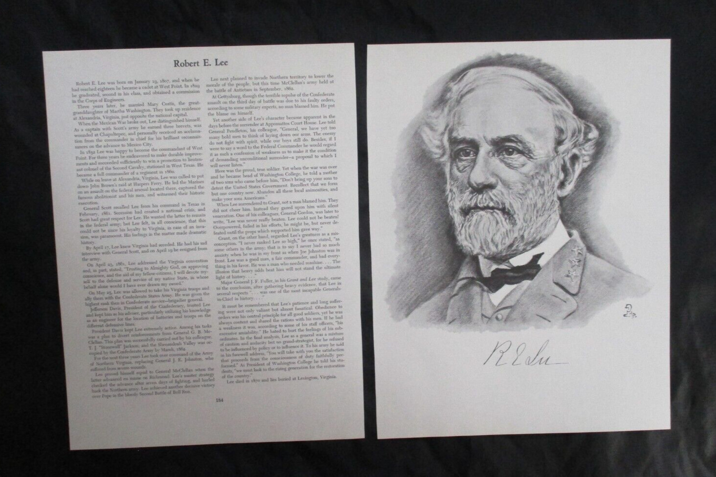 Civil War Print - Confederate General Robert E. Lee & Biography - FRAME 4 A GIFT