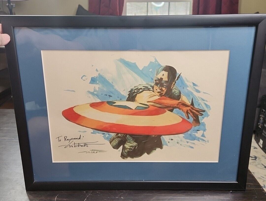 Captain America 2 Signature Signed Lithograph 2007 HTF OOAK  Framed 22x17