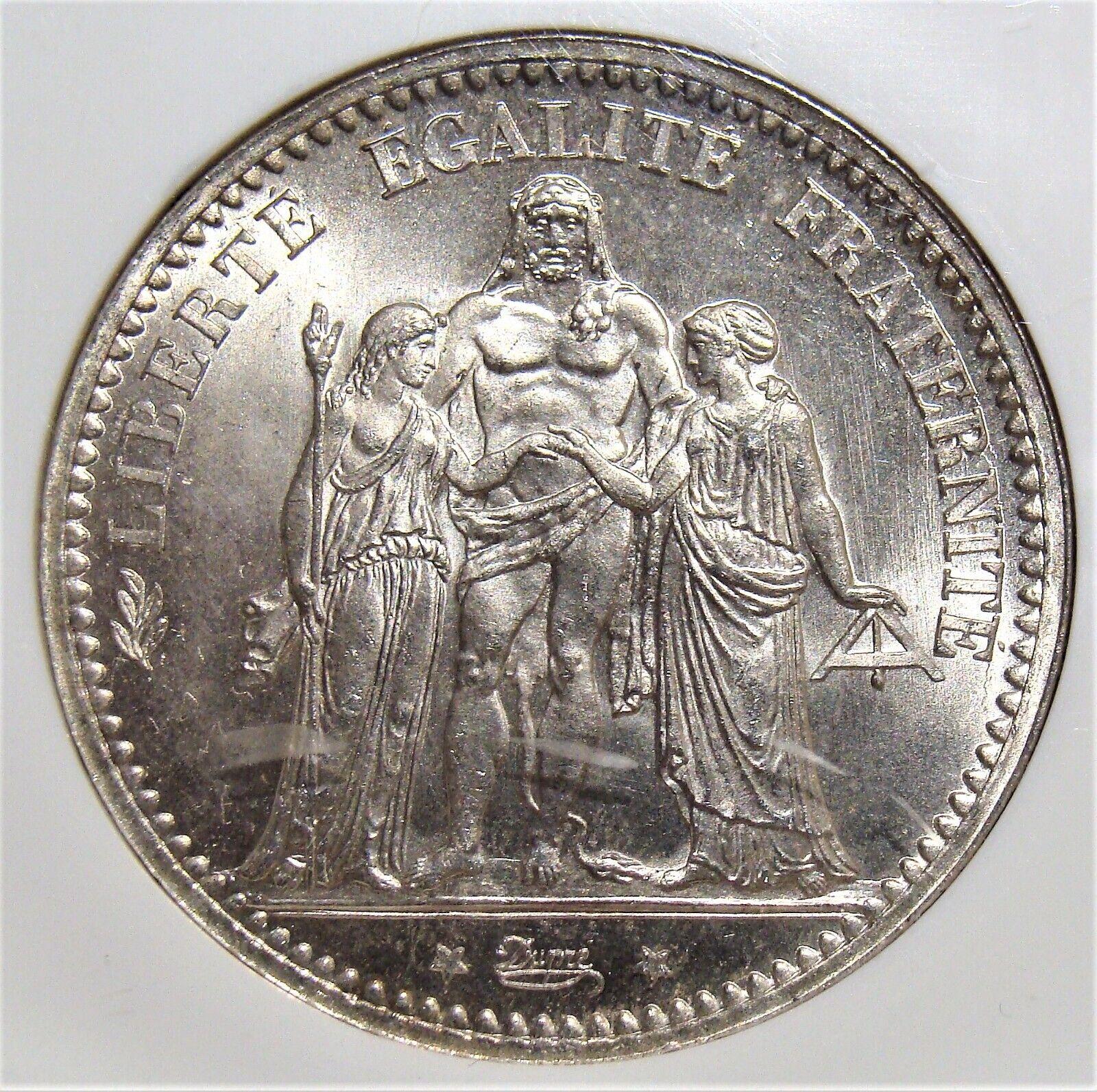 France: 1873-A Silver 5 Francs Gad-745a NGC MS-64.