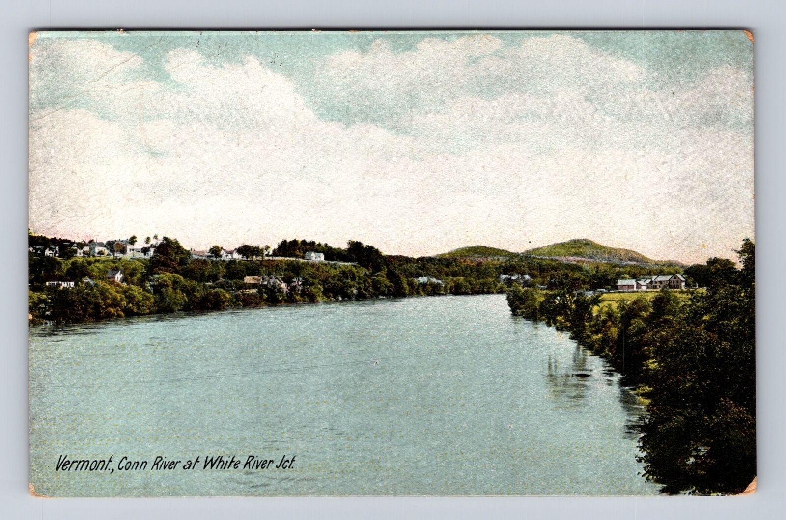 VT-Vermont, Conn River At White River Junction, Antique, Vintage c1909 Postcard