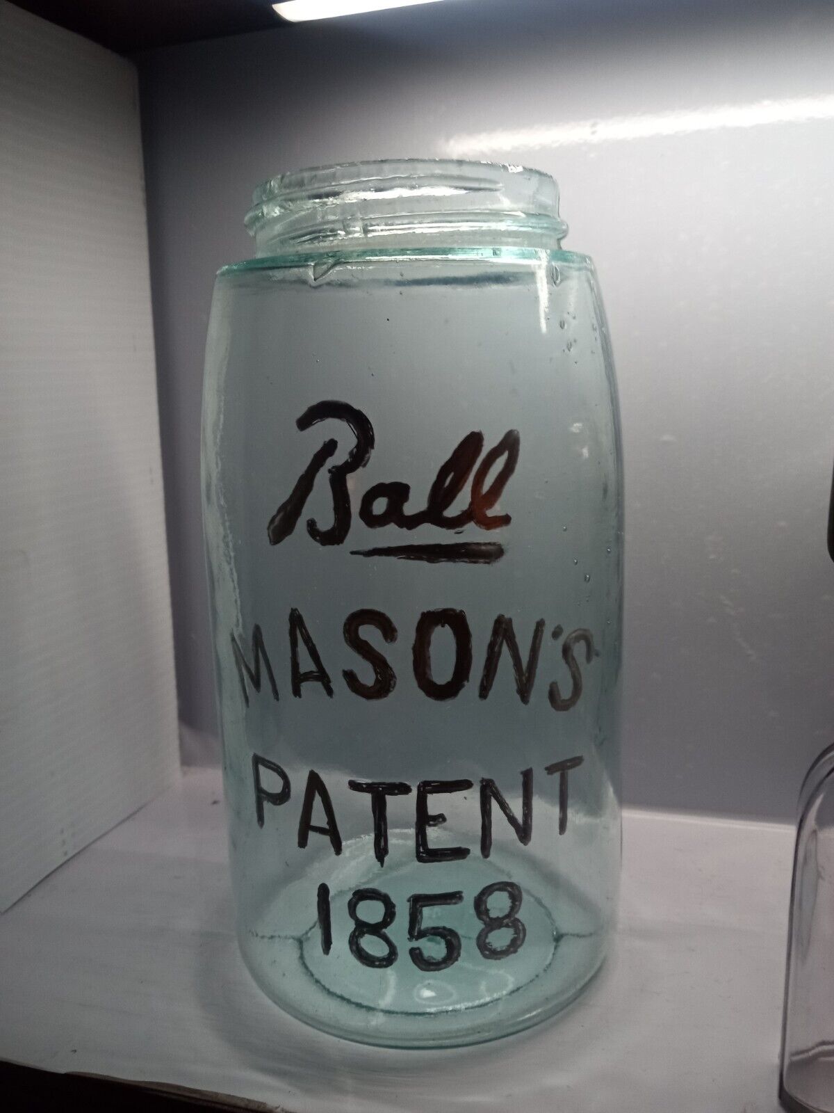 Rare 1896 Ball Mason\'s Patent 1858 Quart Fruit Canning Jar, Ground Lip Nice