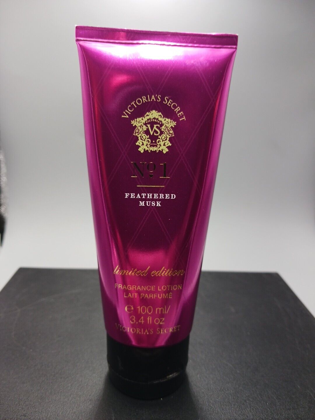 Victoria\'s Secret Limited Edition Feathered Musk Fragrance Lotion 3.4 Oz. Open