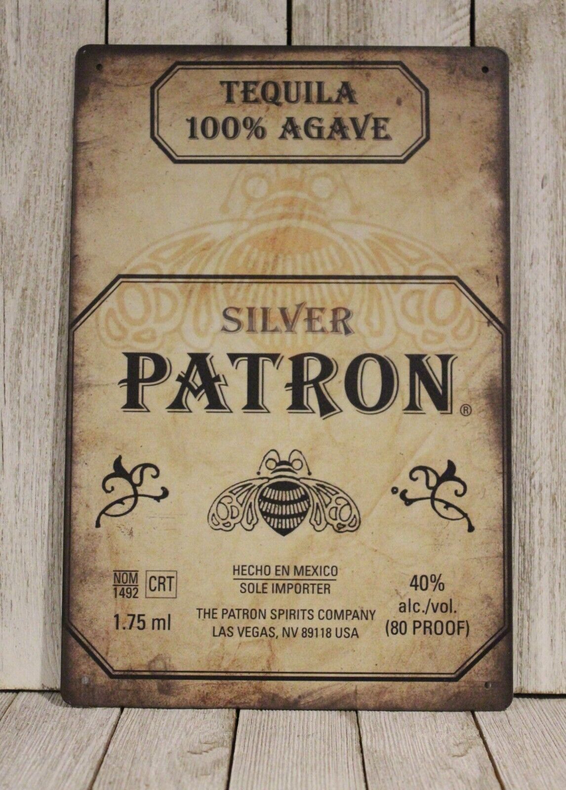 Patron Silver Tequila Tin Sign Bar Man Cave Vintage Style Mexican Restaurant  
