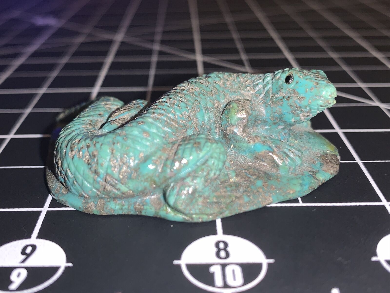 1970’s Carved Cloud Mountain Turquoise Lizard Fetish / Effigy