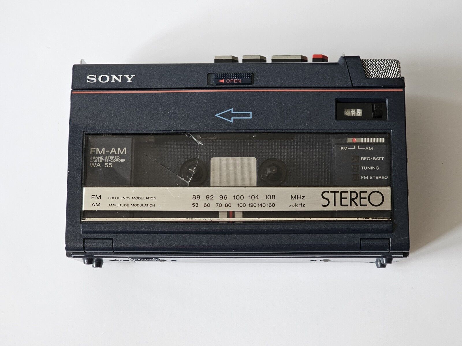 Sony WA-55 FM Radio Portable Cassette TAPE RECORDER Japan for RESTORATION