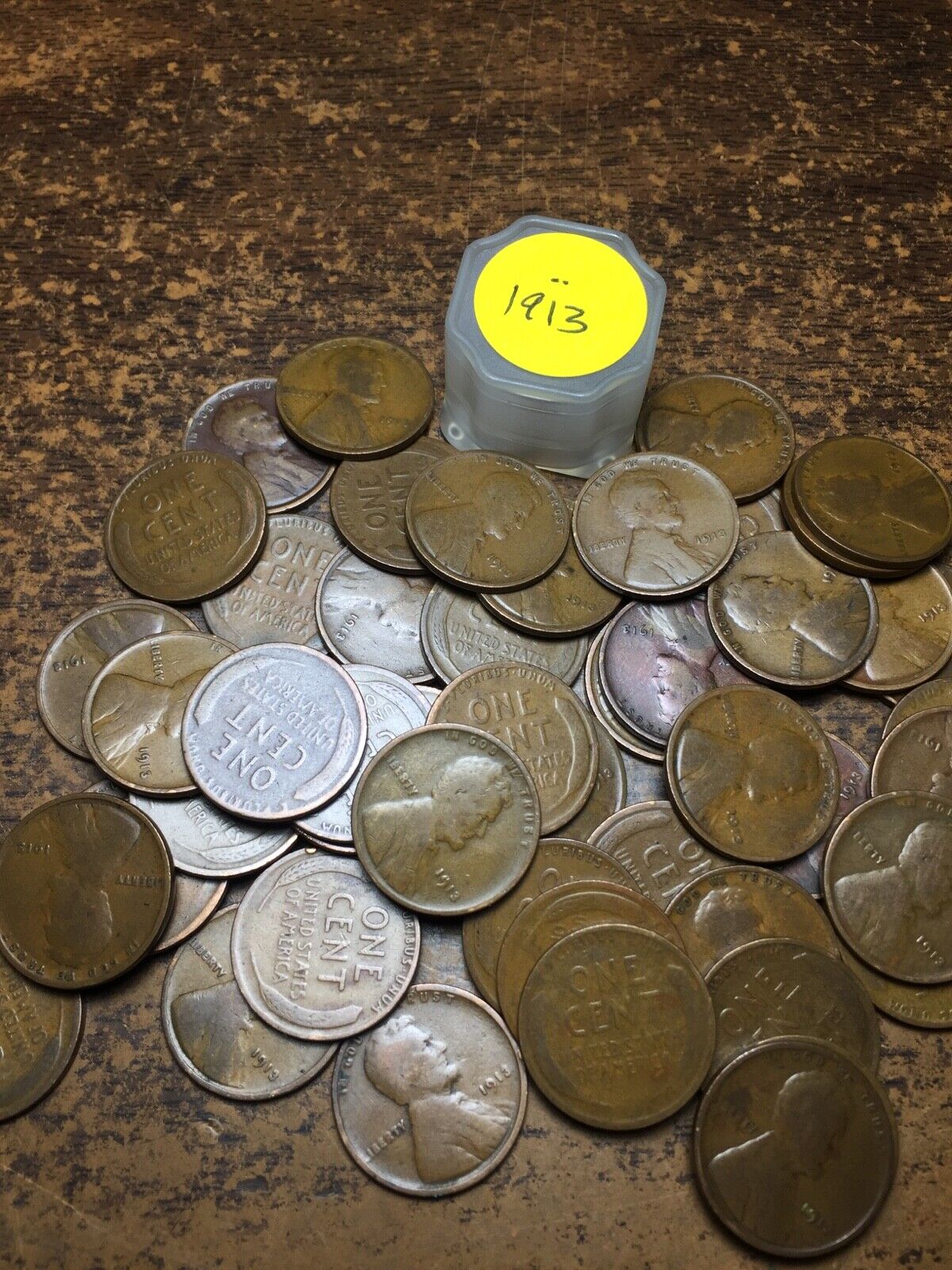 1913-P LINCOLN WHEAT CENT PENNY ROLL, 50 coins