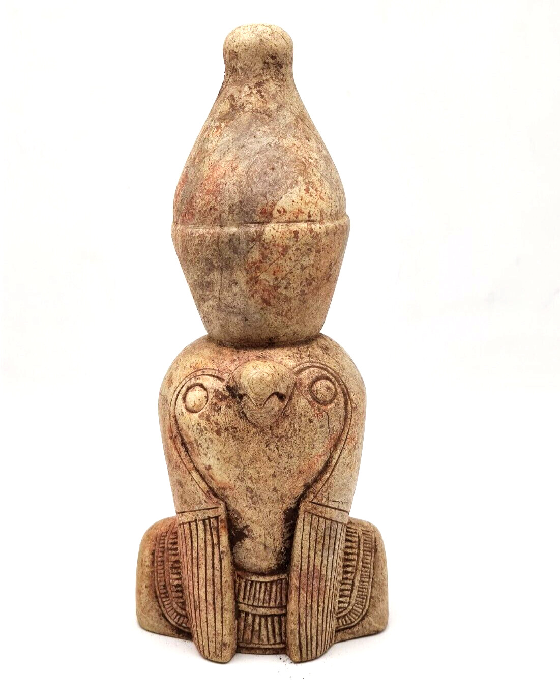 Unique Horus Head Ancient Egyptian Antique Stone Art Deco With Hieroglyphs