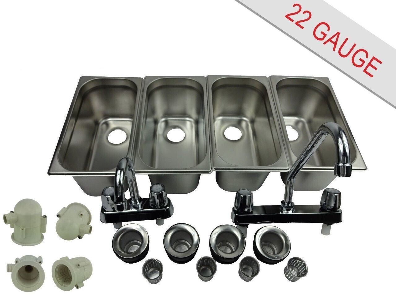 4 Compartment Concession Sink Portable 4 Traps Hand Washing Food Truck Trailer 