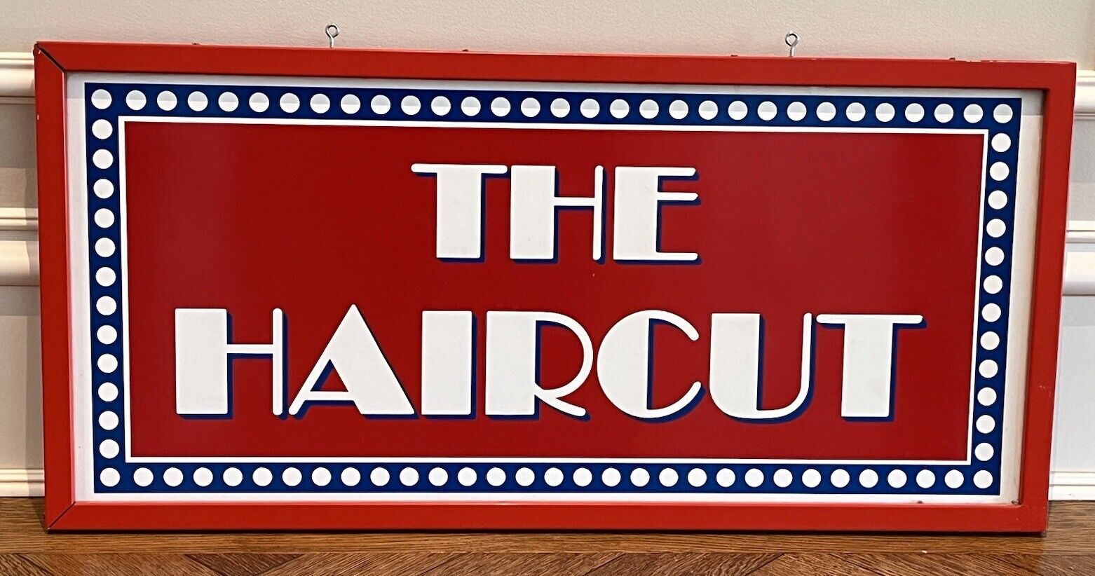 Vintage DBL Sided 36x17 Barber Shop Haircut Salon Beauty Hairdresser Window Sign