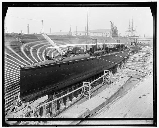 U.S.S. Ericsson in dry dock, Brooklyn Navy Yard Navy c1900 Old Photo