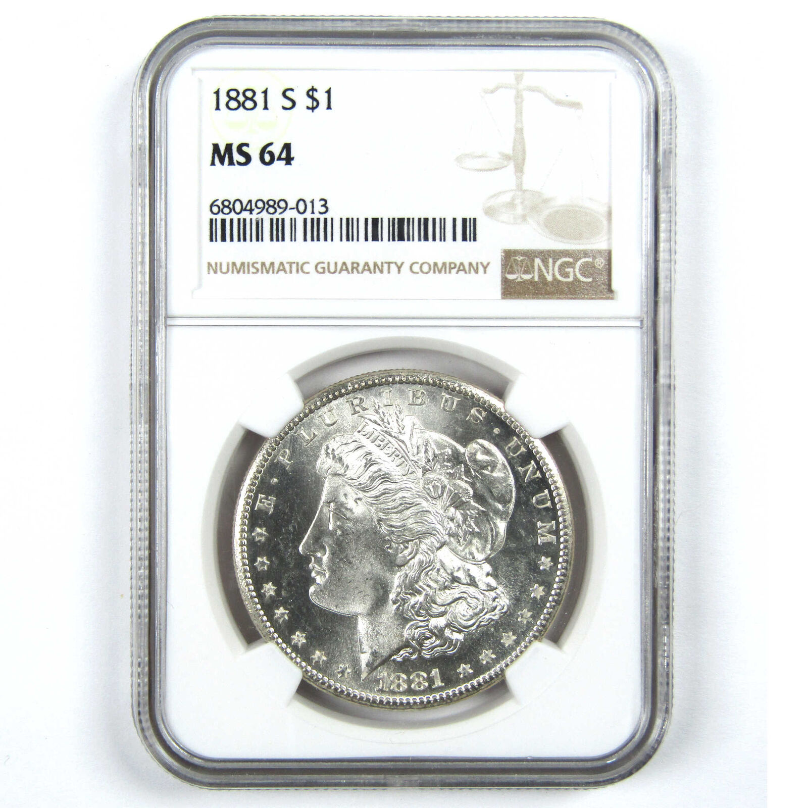 1881 S Morgan Dollar MS 64 NGC Silver $1 Uncirculated Coin SKU:I12813