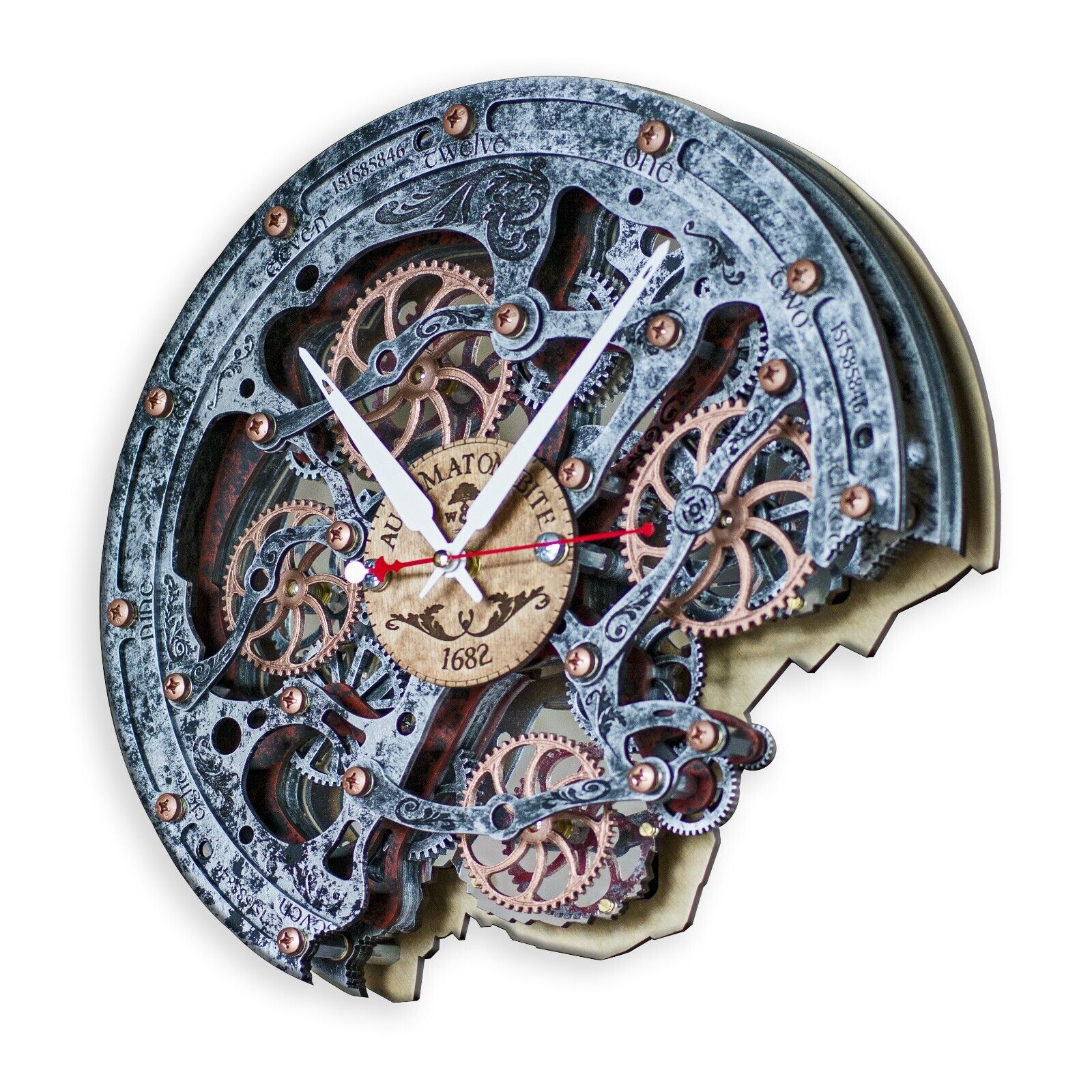 Automaton Bite Large Moving Gears Wall Clock 1682 MetalJacket Steampunk Loft Art
