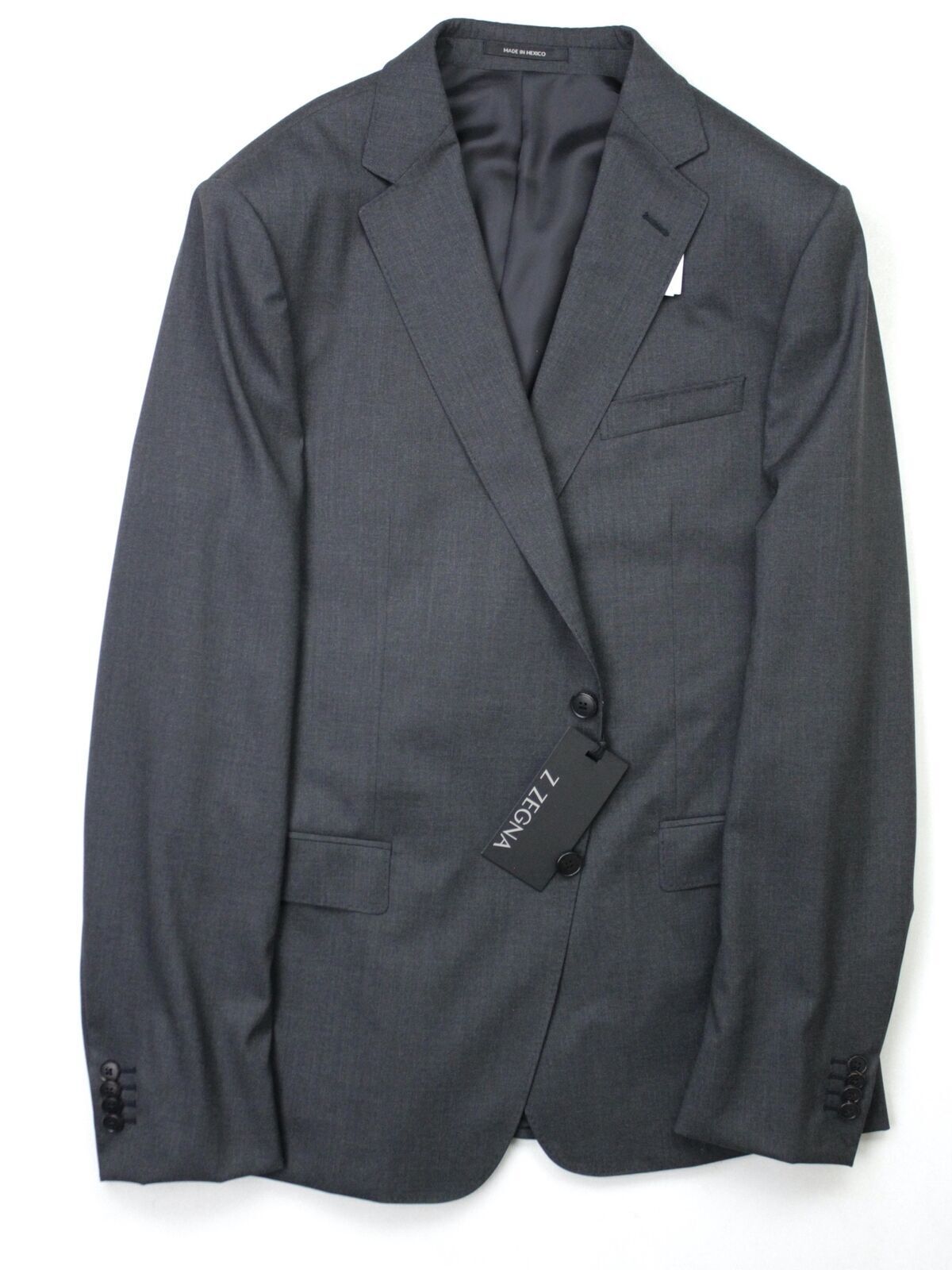 Z Zegna Mens Slim Fit Travel Suit 44R / 37W Charcoal Grey Flat Pant