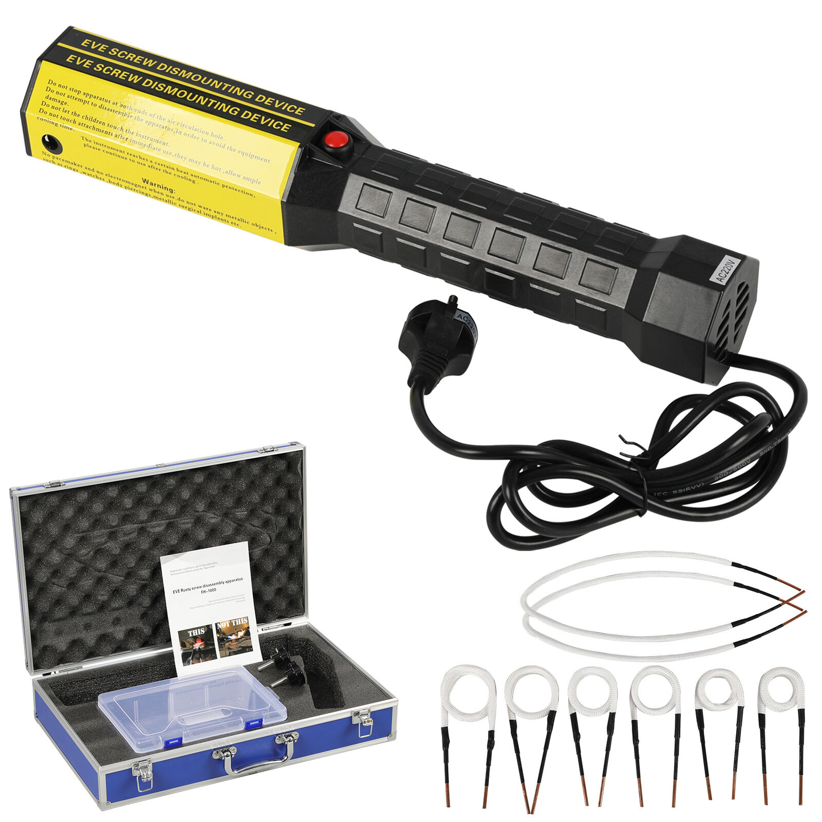 Magnetic Induction Heater Kit + 8 Coils 1200W Handheld Bolt Buster 