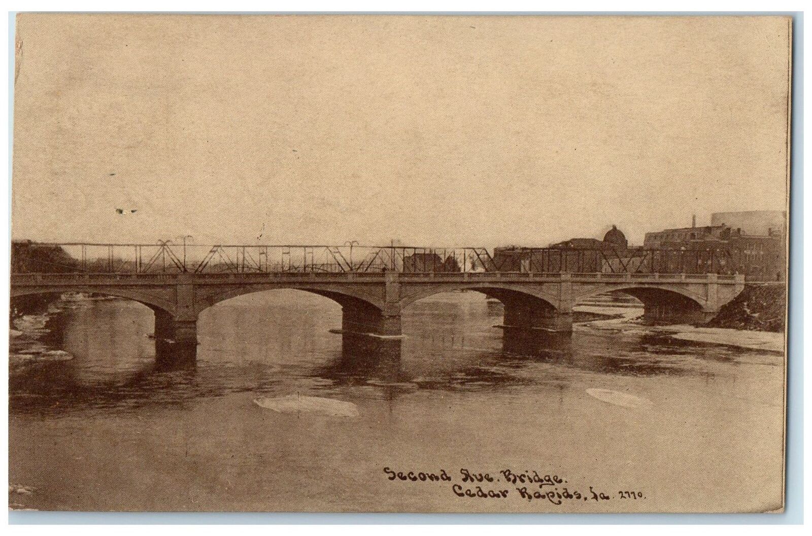 1911 Second Avenue Bridge Scene Cedar Rapids Iowa IA Posted Vintage Postcard