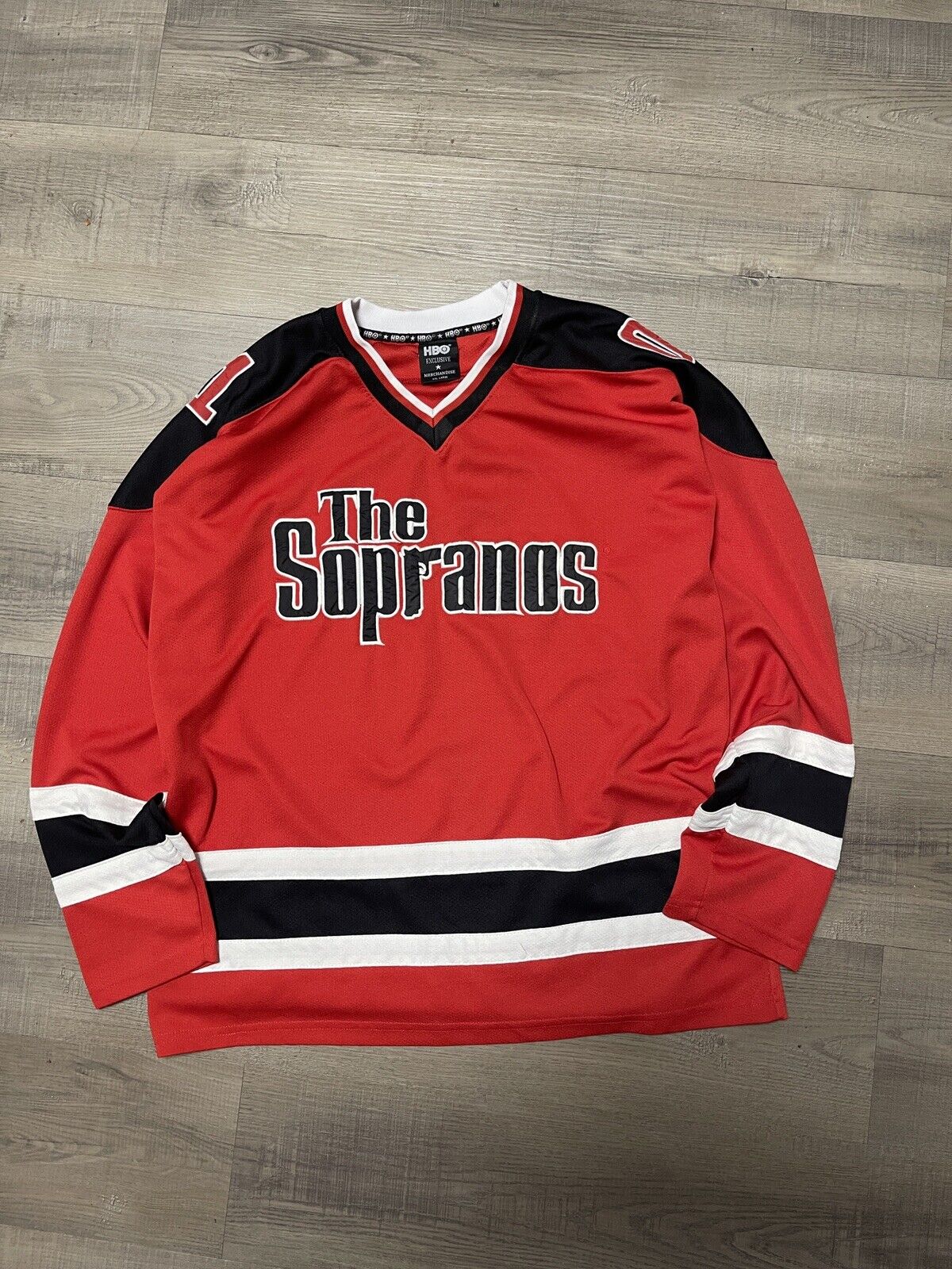 RARE Vintage HBO The Sopranos Men\'s Hockey Jersey Red And Black XXL