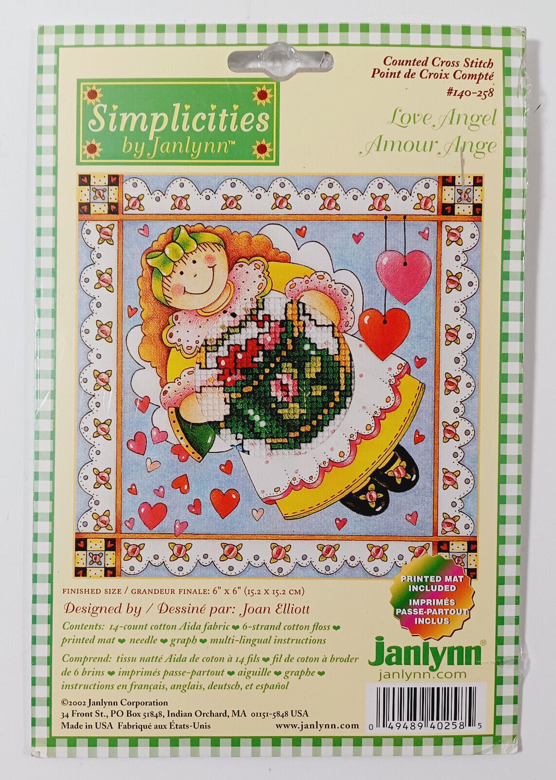 Simplicities By Janlynn #140-258 Love Angel Counted Cross Stitch Kit - NEW