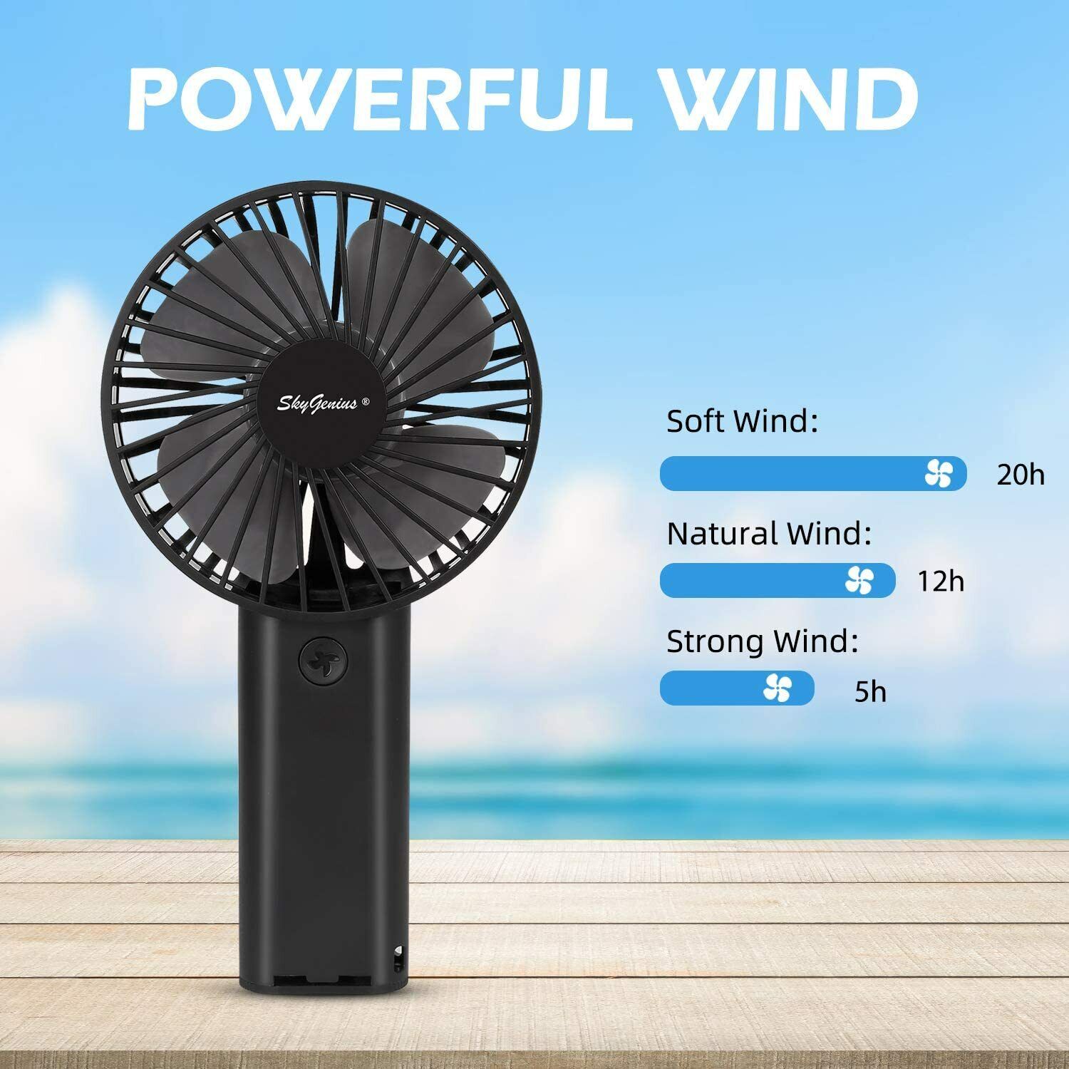 Portable Handheld Fan USB Rechargeable 4000mAh Battery Operated Mini Cooling Fan