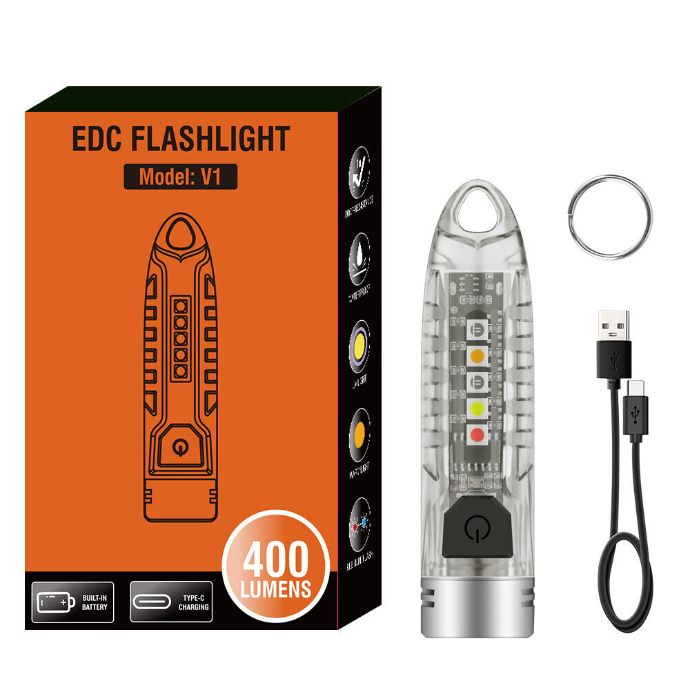 1PC/10PCS Mini LED Keychain Flashlight Key Ring Light Bright Torch Rechargeable