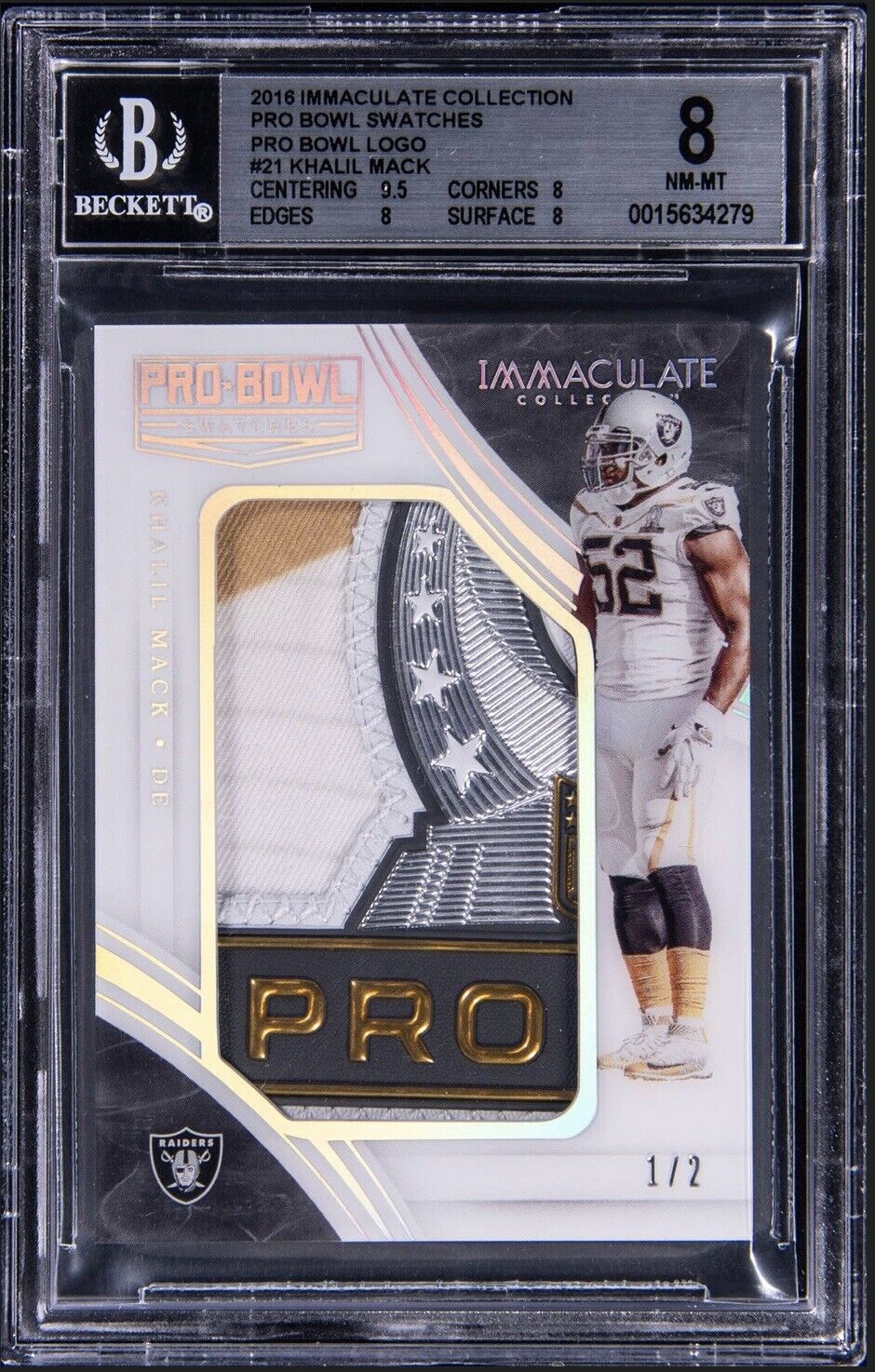 2016 Immaculate Collection Pro Bowl Swatches Khalil Mack /2 BGS 8 Raiders #21