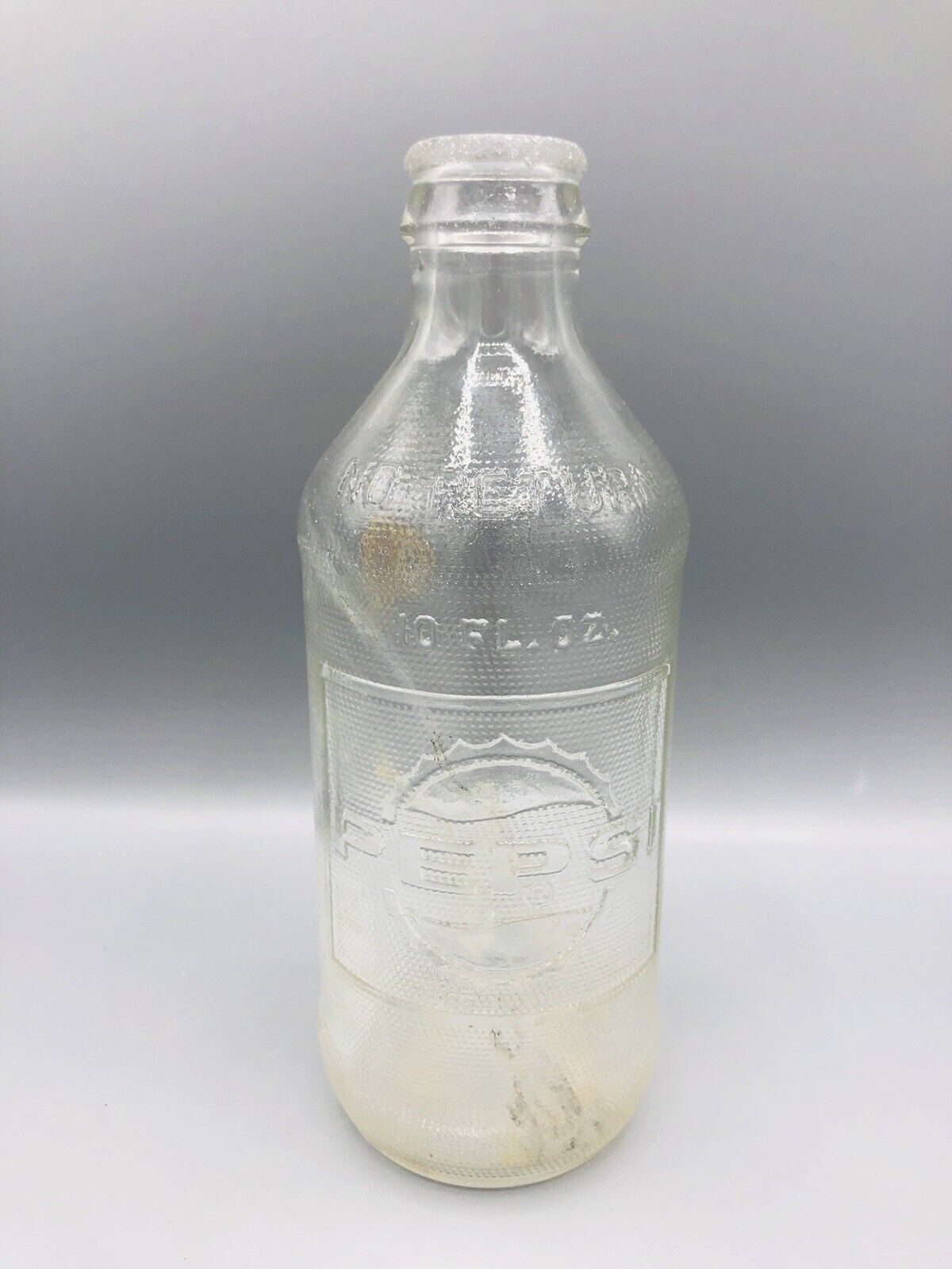 Vintage Pepsi 10 oz. Clear Glass Soda Cola Drink Bottle Embossed Empty 