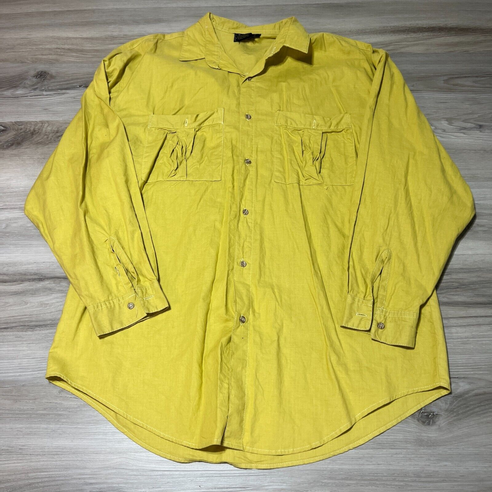 Vintage Jean Phillipe Casual Button Front Shirt Mens XL Yellow Long Sleeve 90s