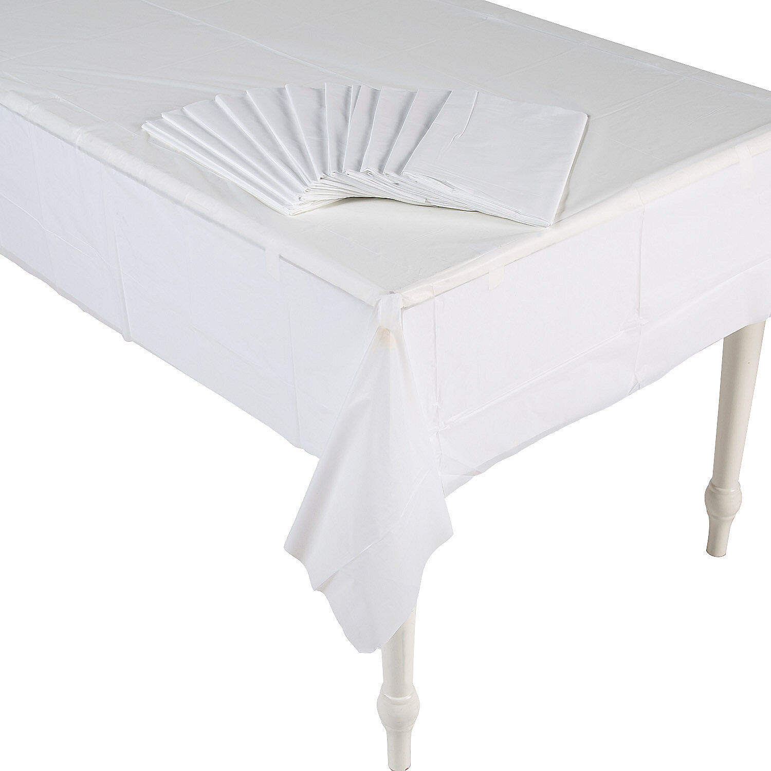 White Plastic Tablecloths Bulk 12 Pc