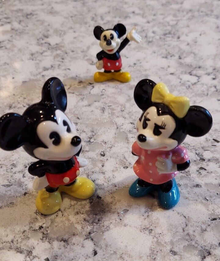 Vintage Mickey and Minnie Porcelain Japan Small Rubber Mickey Disney Collectible
