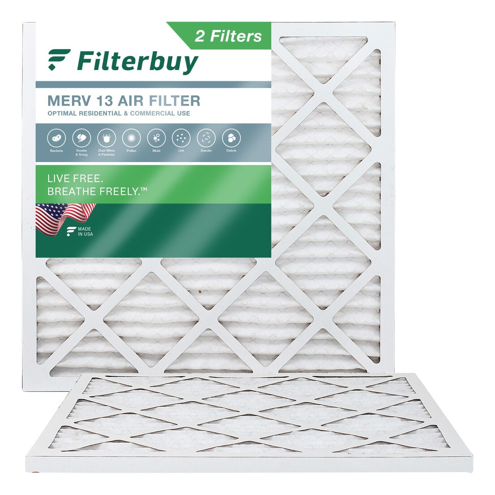 Filterbuy 14x14x1 Pleated Air Filters, Replacement for HVAC AC Furnace (MERV 13)