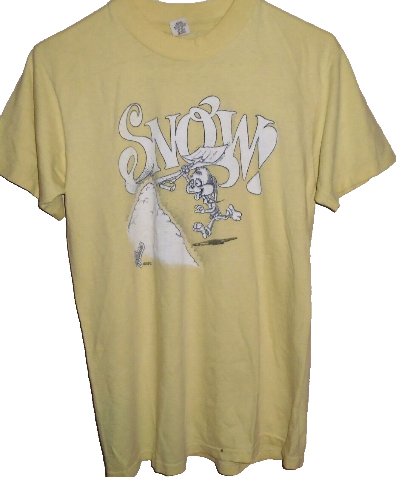 vintage 1970s Snow ski yellow t shirt Hanes Medium