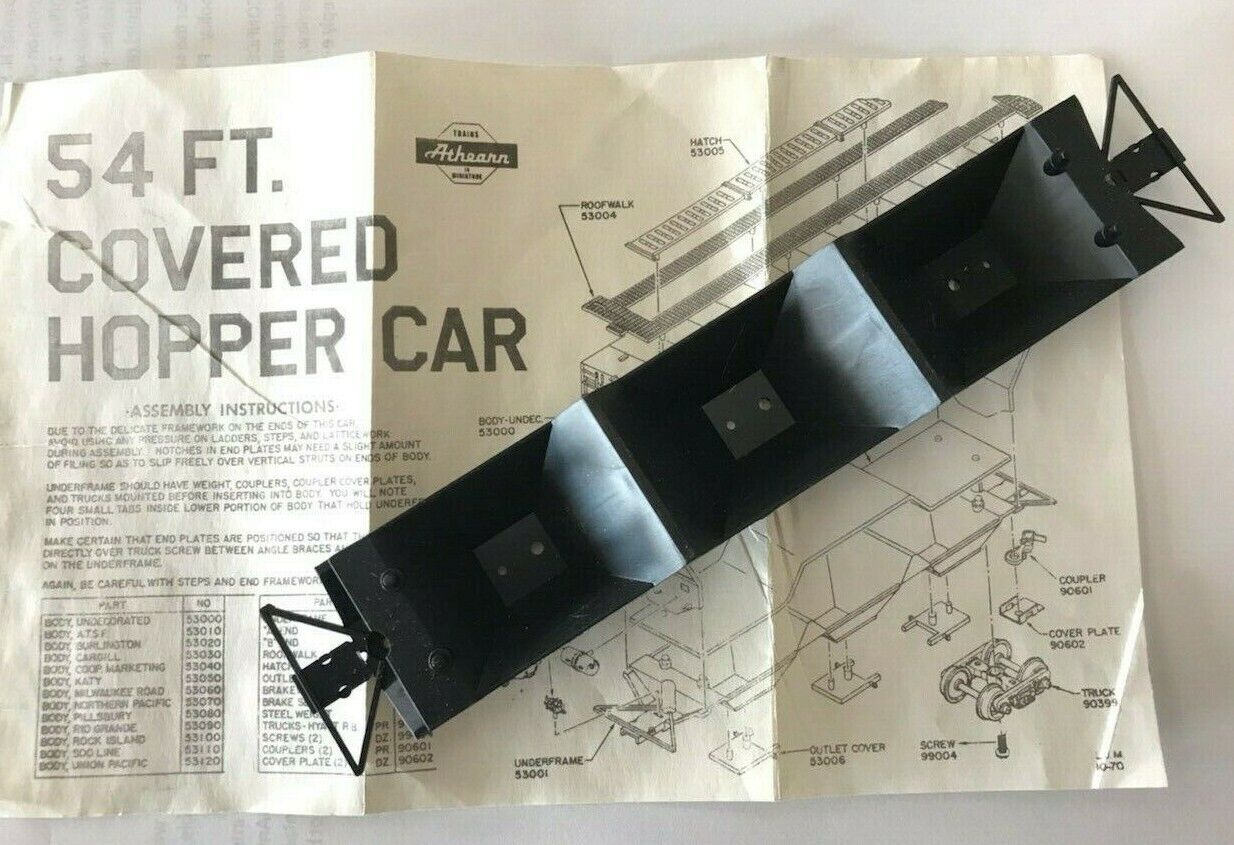 Athearn HO 54' Covered Hopper Car Kit Part #53001 Underframe (1 Piece) - New