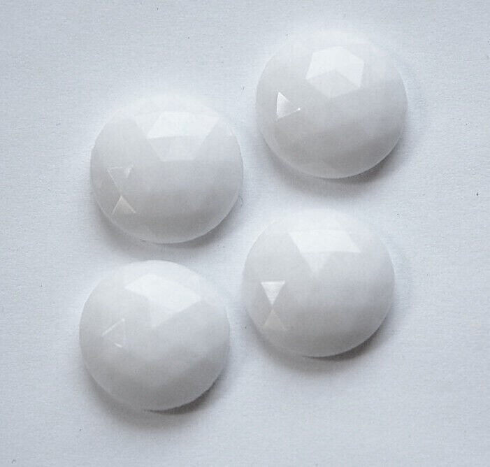 Vintage Opaque White Faceted Glass Cabochons 18mm cab780K