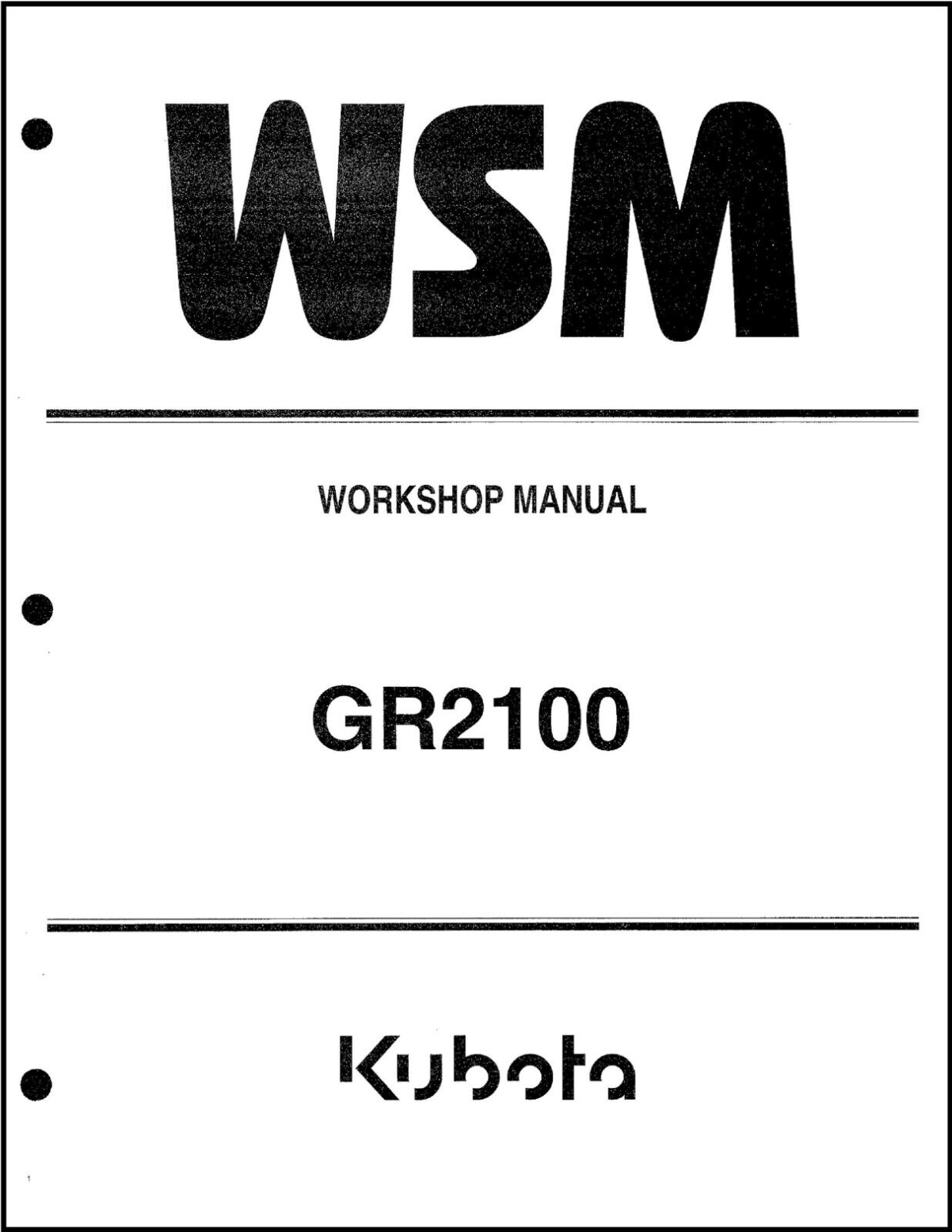 Tractor Mower WSM Service Workshop Manual GR2100 Kubota (GR2100EC) Ride-On