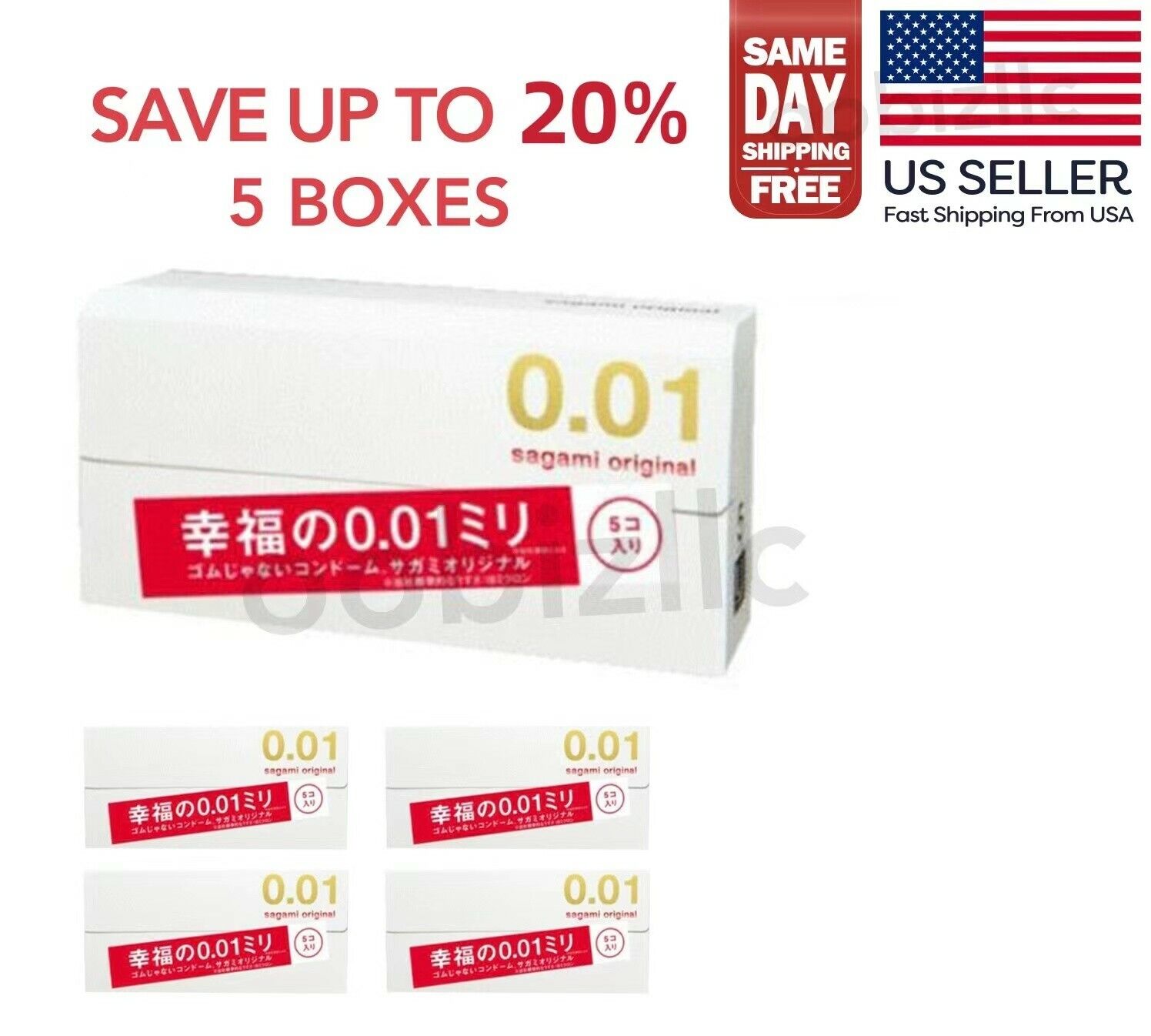 Sagami Original 001 5 Pcs Ultra Thin Condoms 0.01mm (5 boxes) - US Seller